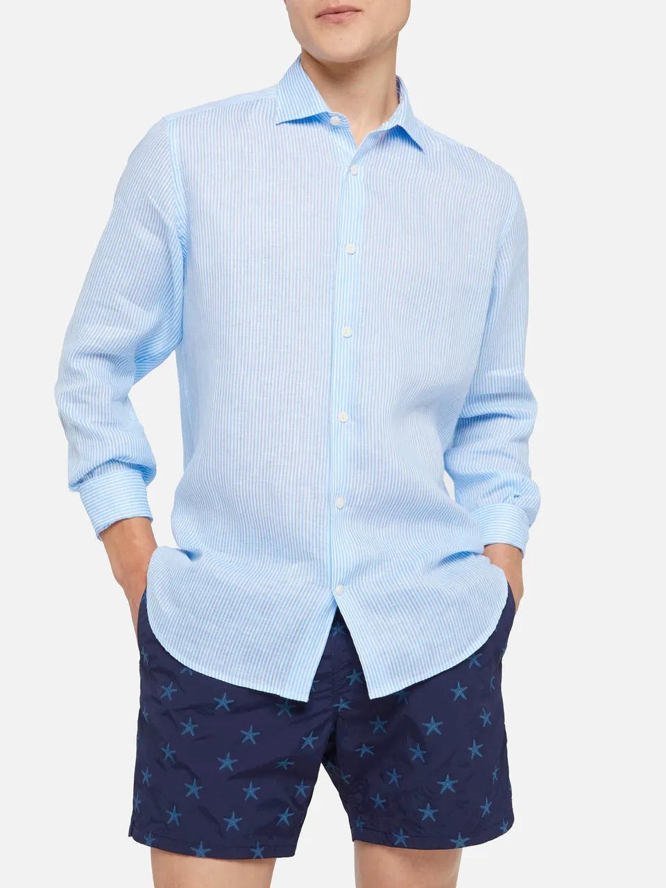 mc2-saint-barth-pamplona-camicia-uomo-lino-riga-azzurra image 1