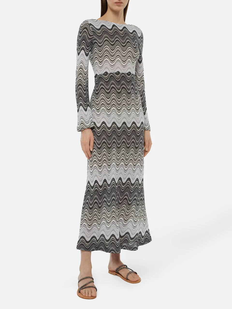 mc2-saint-barth-venere-abito-maxi-in-maglia-raschel-nero-argento image 1