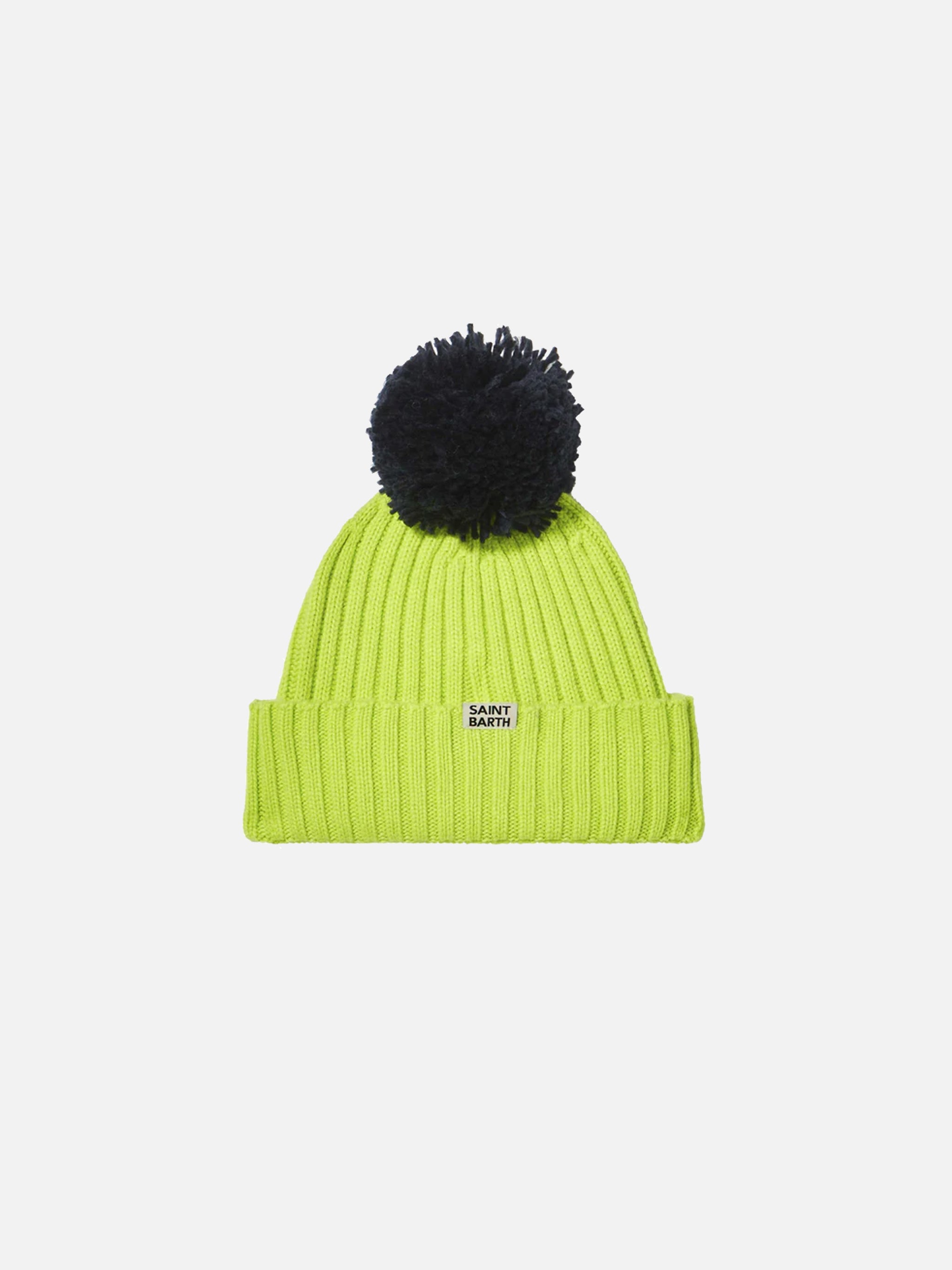 mc2-saint-barth-berretto-bambino-giallo-fluo-con-pompon image 3