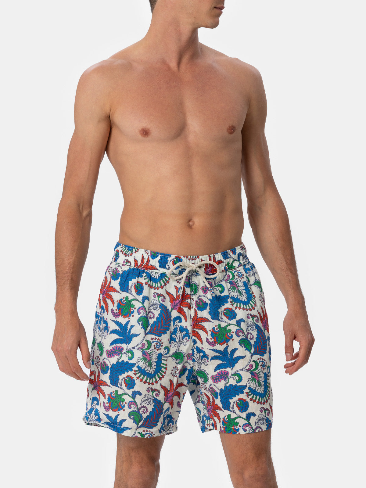 mc2-saint-barth-gustavia-costume-mare-uomo-in-lino-fantasia-floreale-bianco-mult image 4