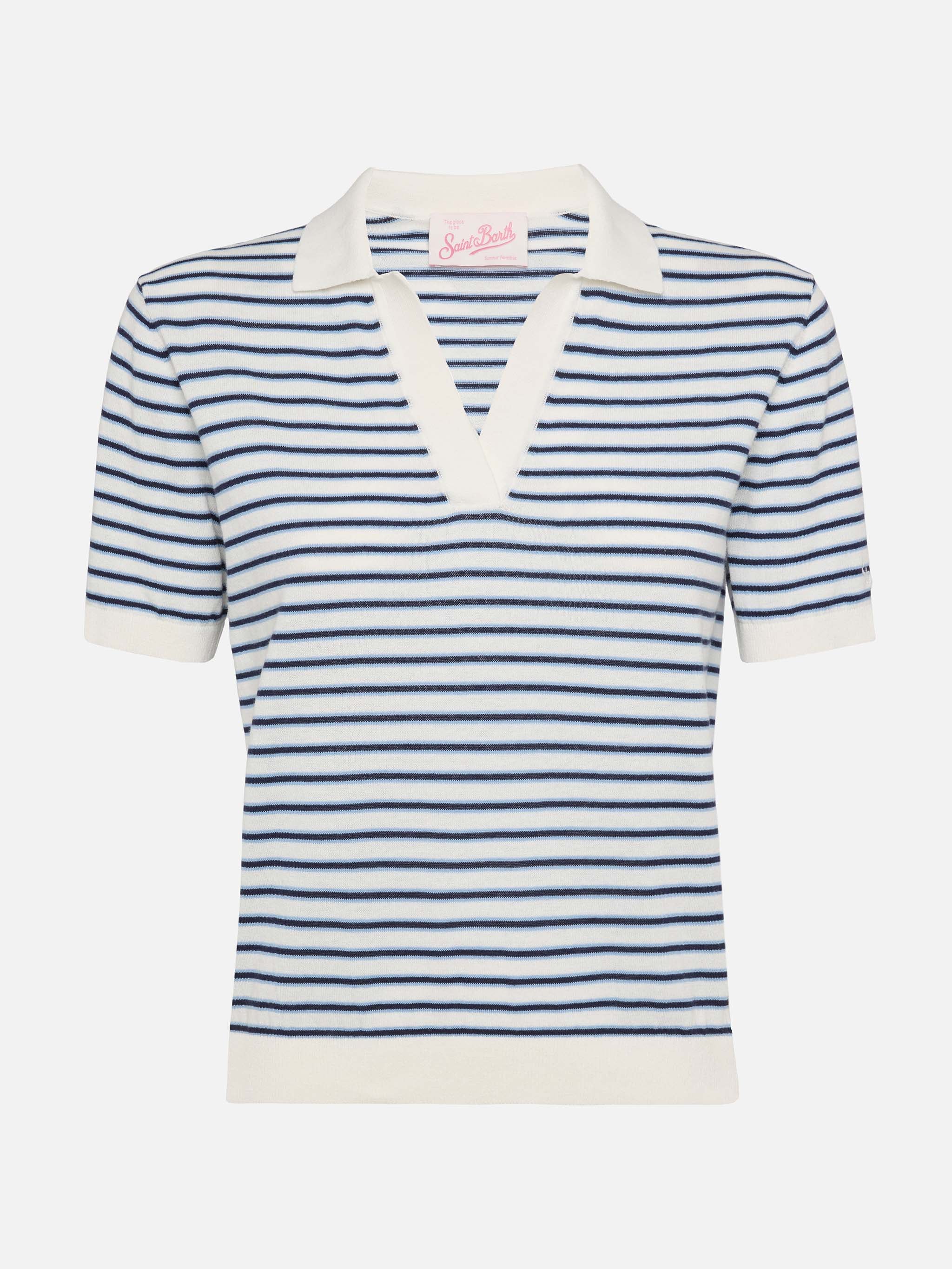 polo-donna-mc2-saint-barth-evonne-a-righe-blu-in-cotone image 3