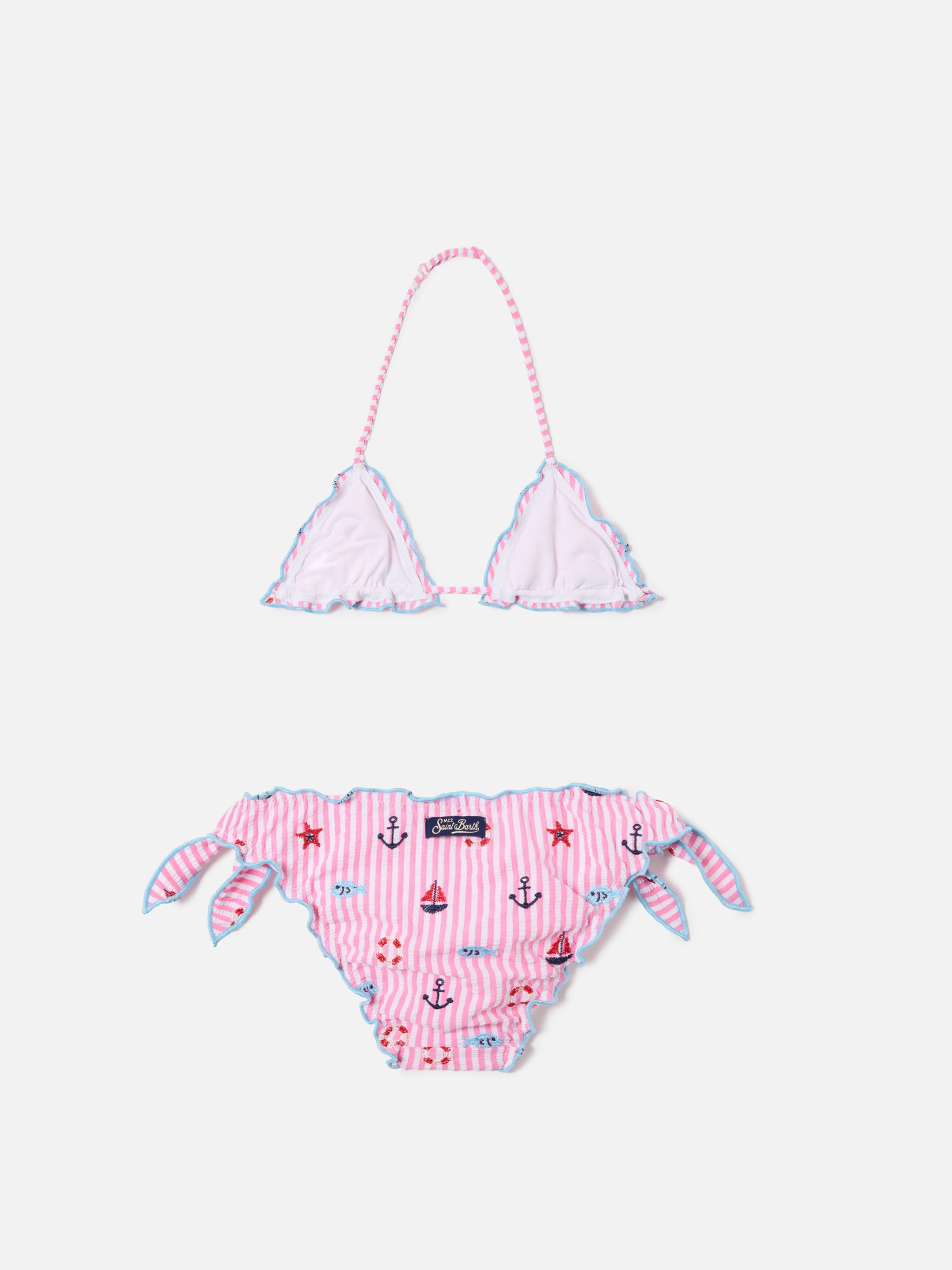 mc2-saint-barth-bikini-cris-bambina-rosa-e-azzurro-seersucker-a-righe image 2