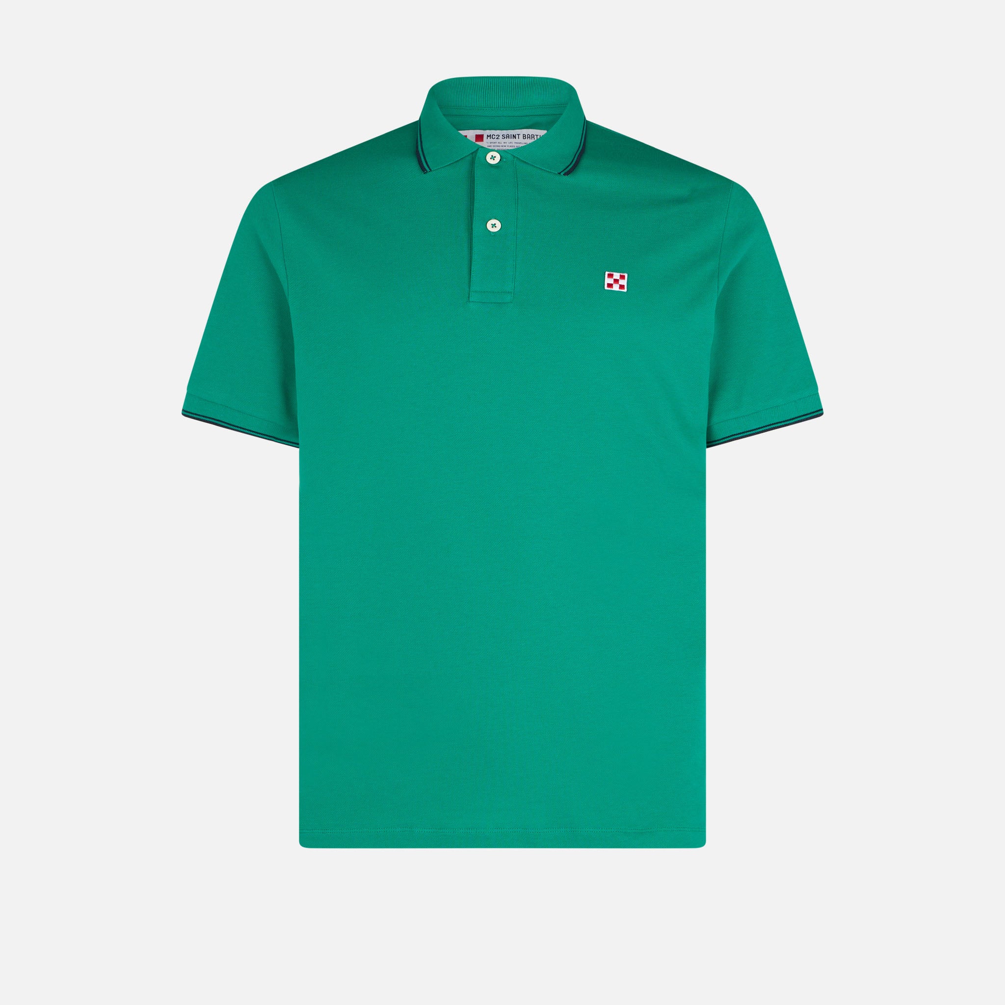 polo-mc2-saint-barth-in-piquet-di-cotone-stretch-verde-con-logo-ricamato image 4
