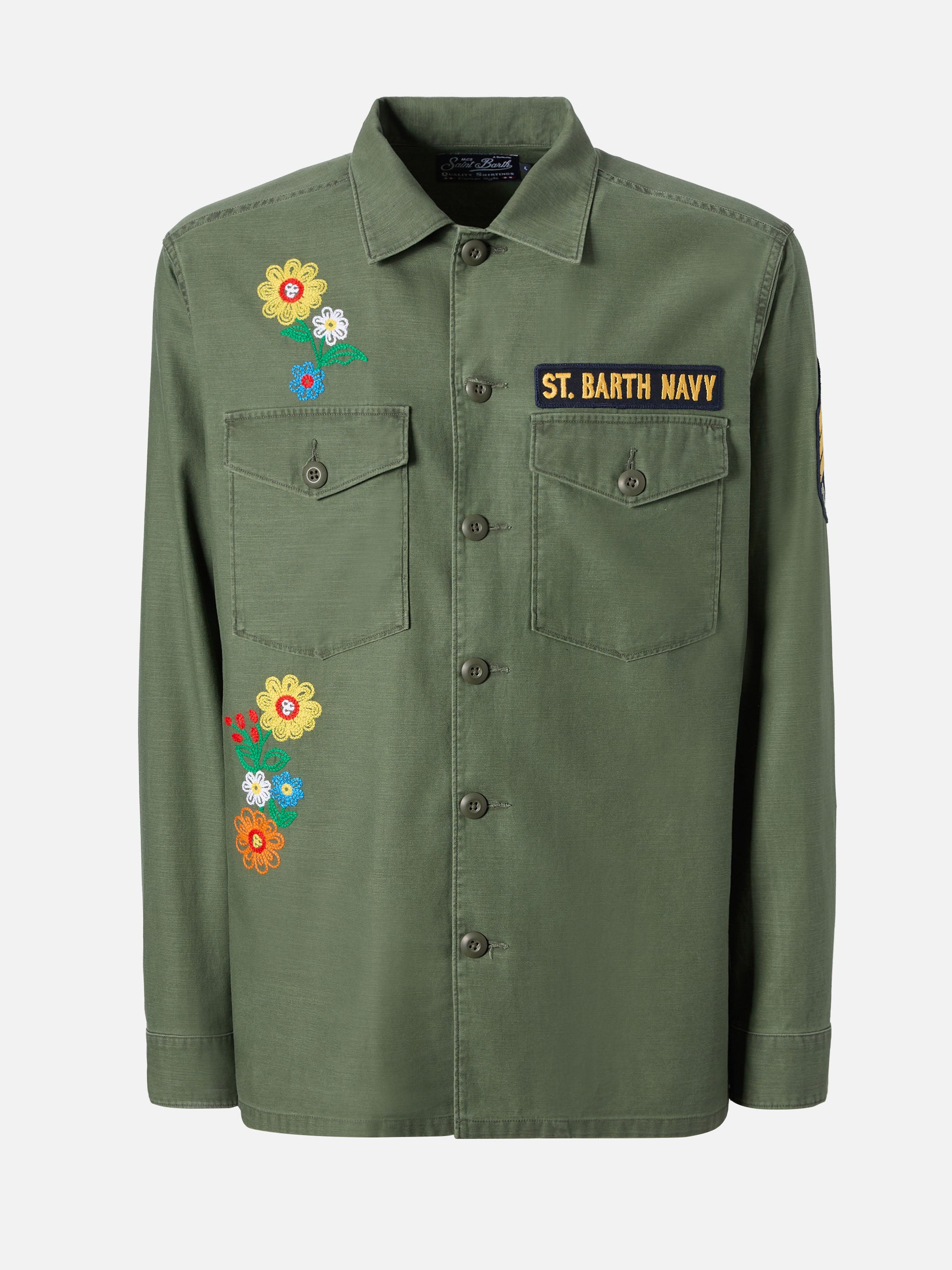 mc2-saint-barth-sovracamicia-esteban-uomo-verde-militare-ricamata image 6