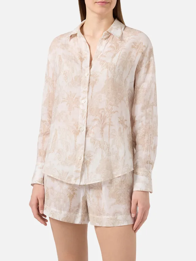 mc2-saint-barth-camicia-cristal-in-ramie-toile-de-jouy-beige-camicia-donna-overs image 1