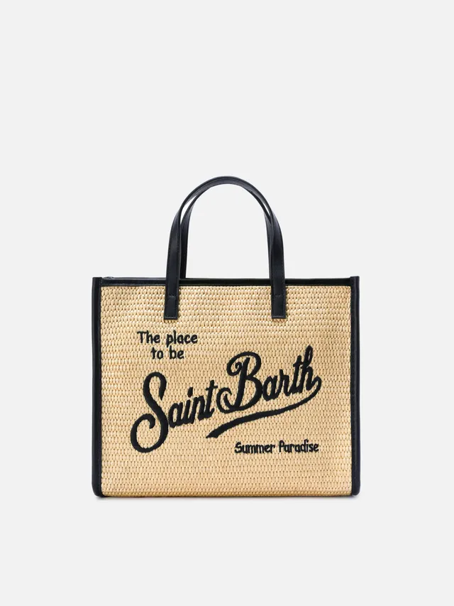 mc2-saint-barth-vivian-medium-borsa-effetto-raffia-beige-con-logo-nero image 1
