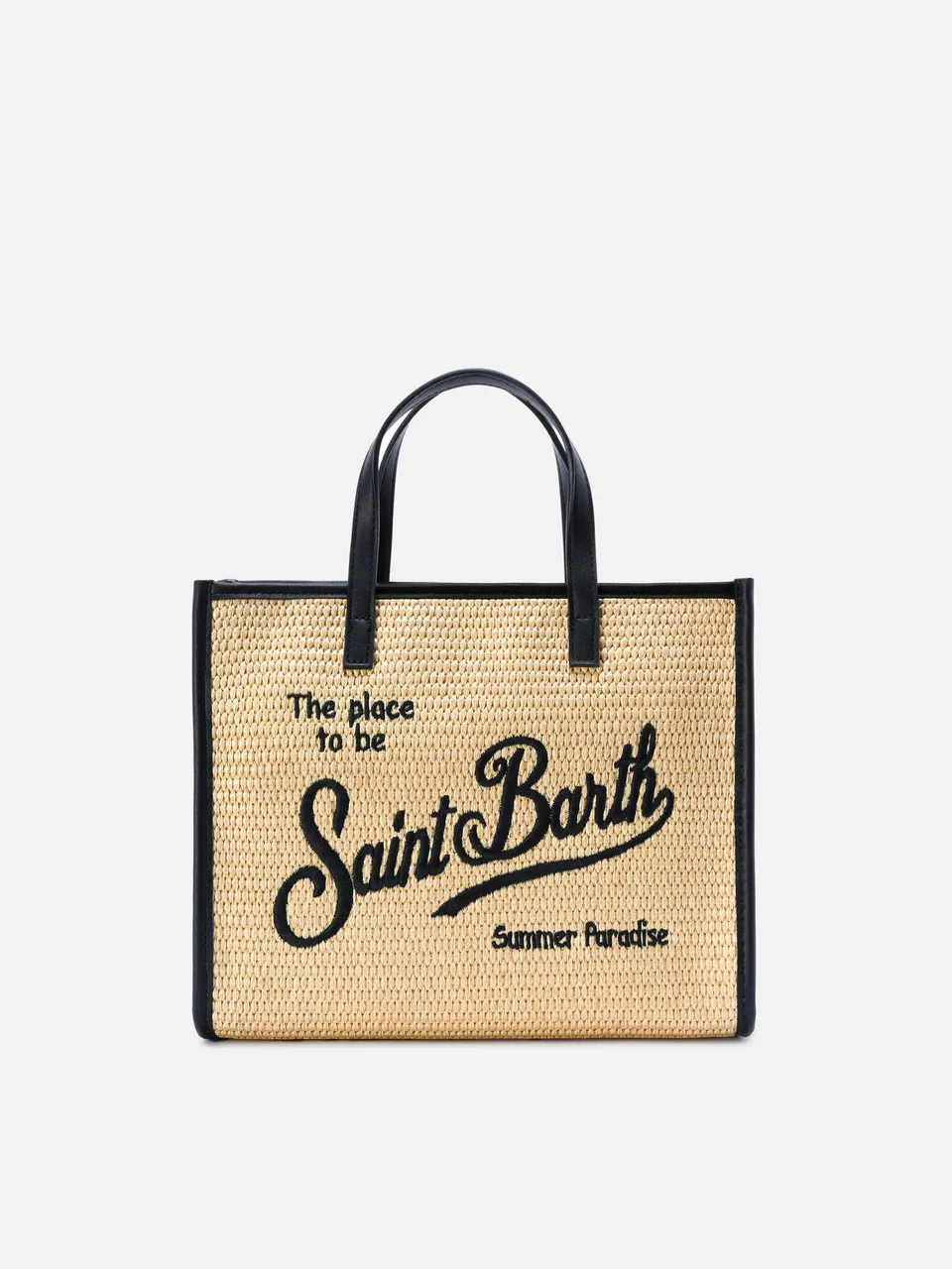 mc2-saint-barth-vivian-medium-borsa-effetto-raffia-beige-con-logo-nero image 1