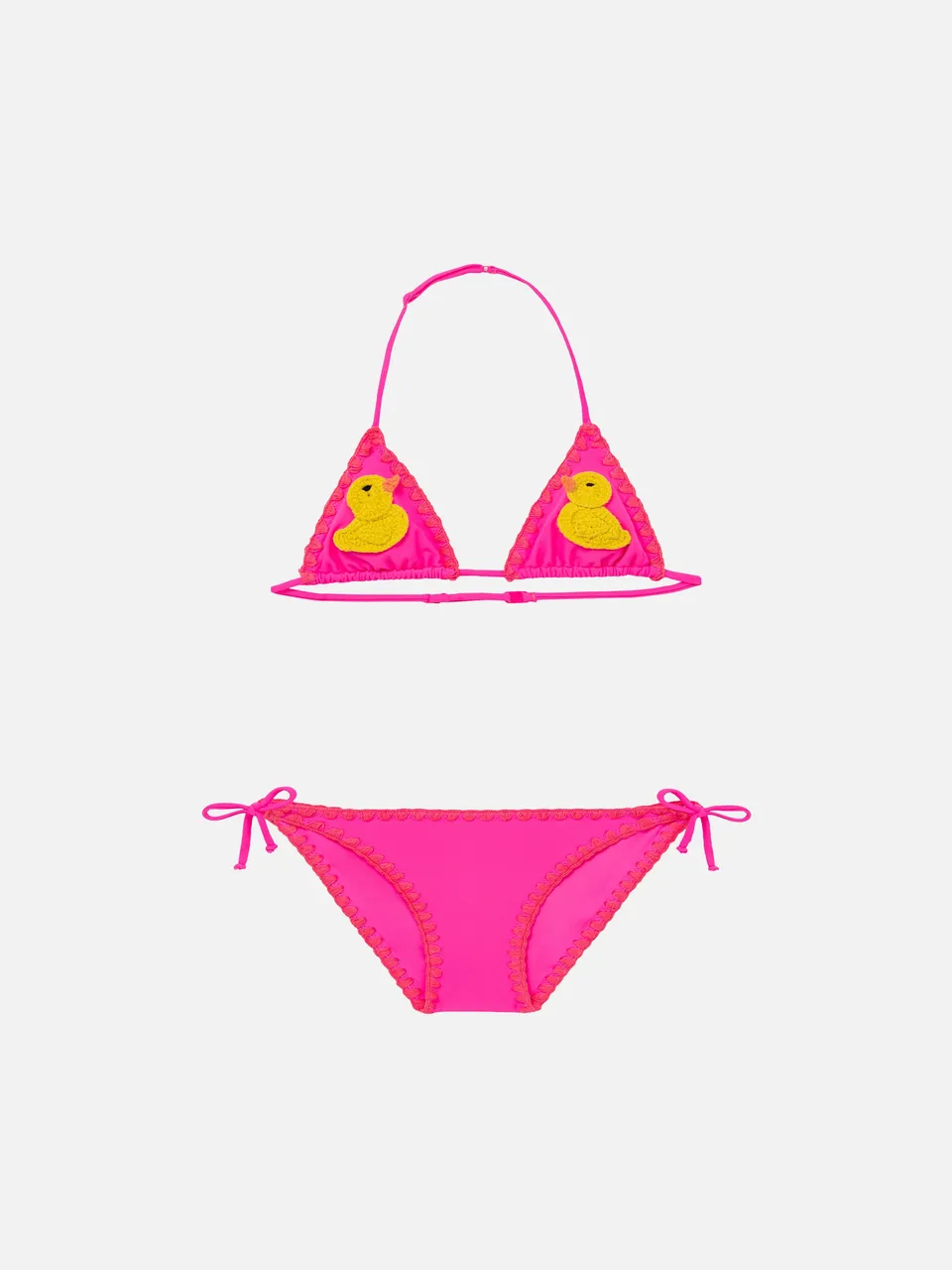 mc2-saint-barth-bikini-bambina-triangolo-fucsia-con-papera-uncinetto image 1