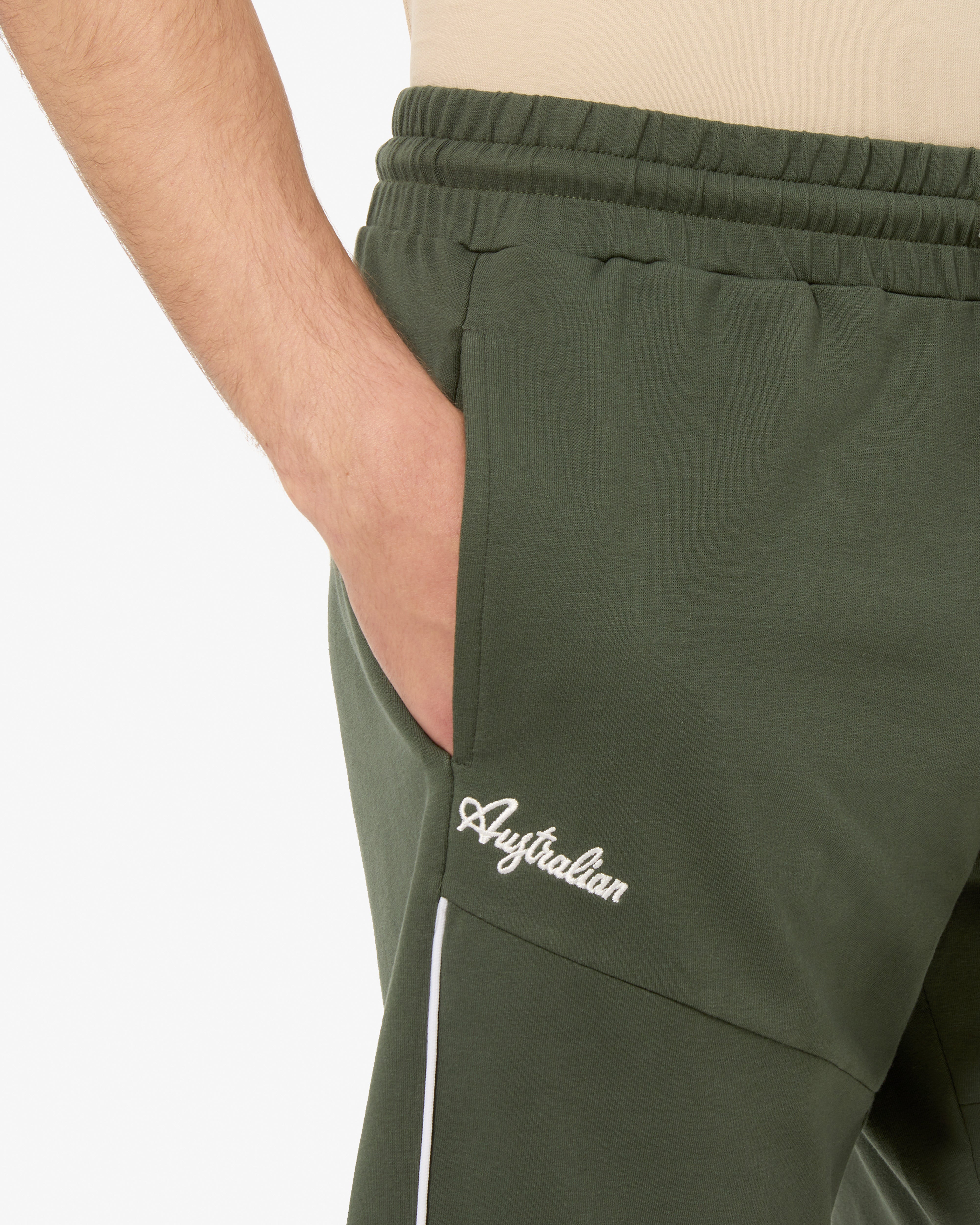 australian-collage-short-short-in-felpa-blu-con-piping-e-logo-ricamato image 4