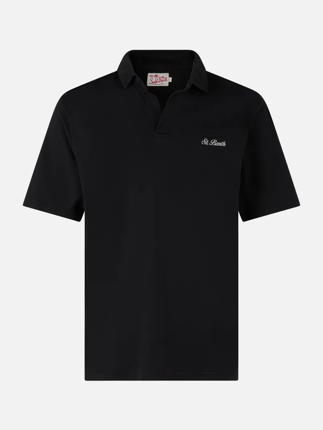 mc2-saint-barth-polo-brighton-in-cotone-jersey-nero-tinta-unita image 1