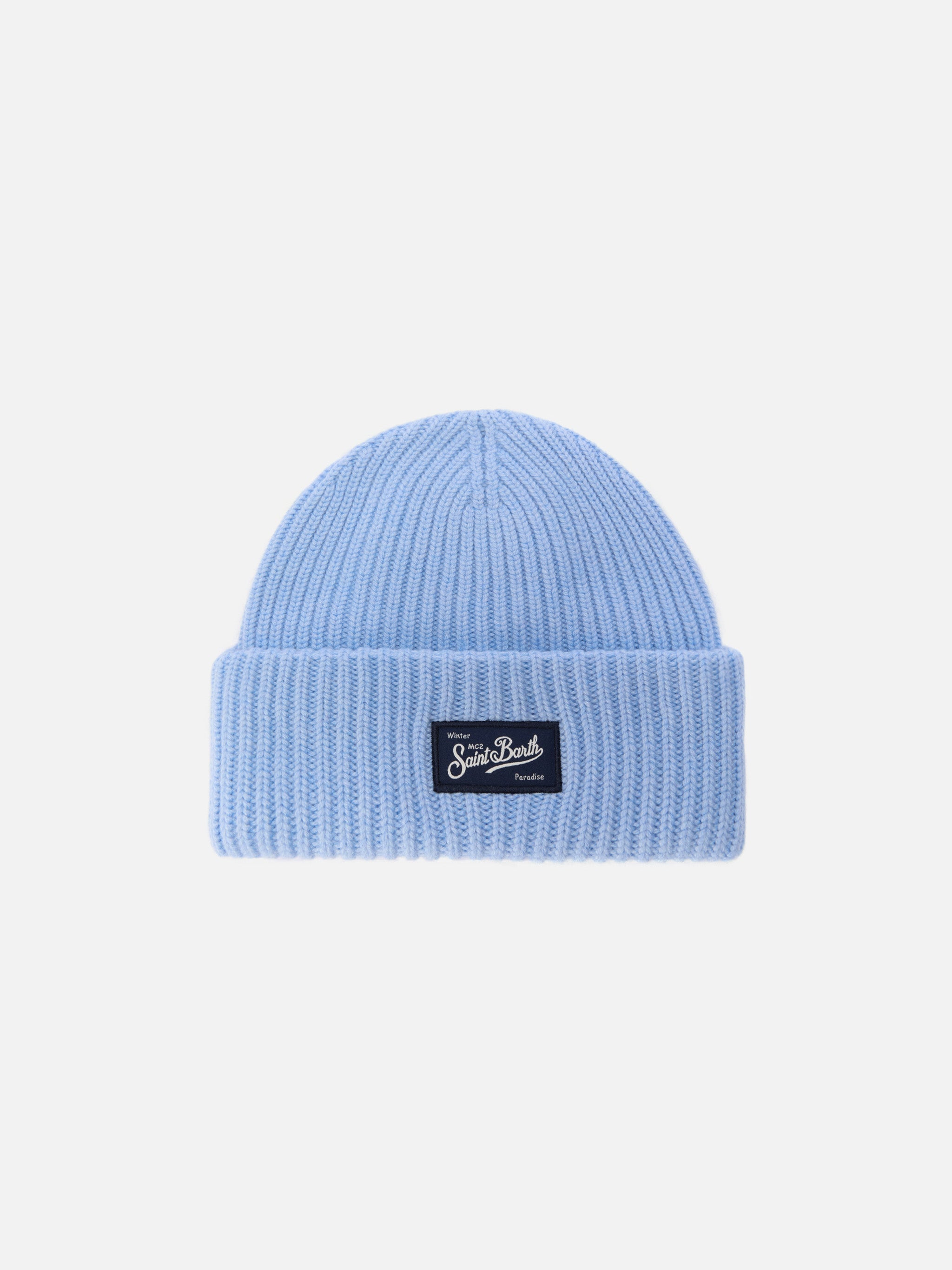 mc2-saint-barth-berry-berretto-azzurro-a-coste-in-blend-con-cashmere image 1
