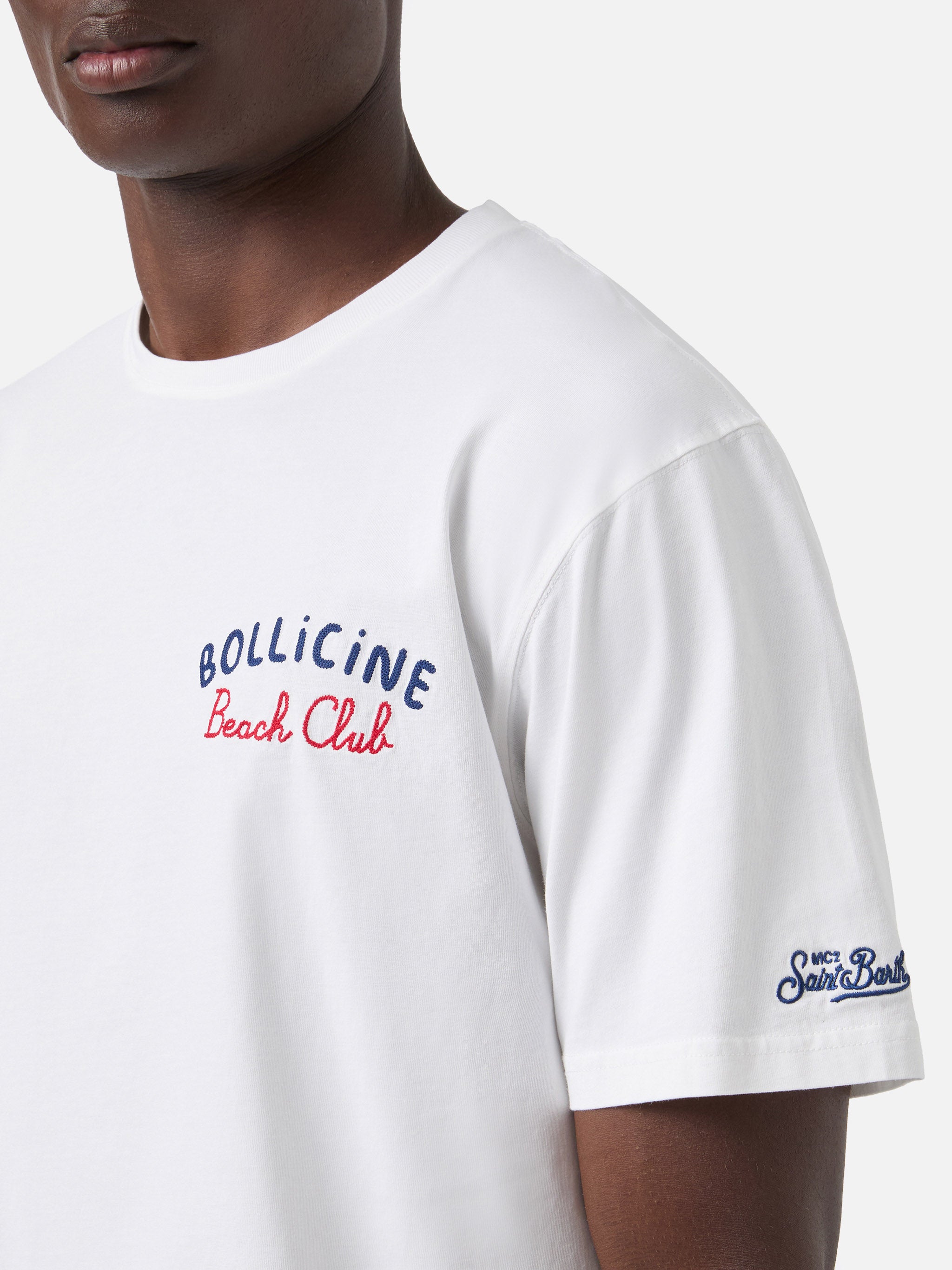 mc2-saint-barth-t-shirt-portland-bianca-con-ricamo-bollicine-beach-club image 3
