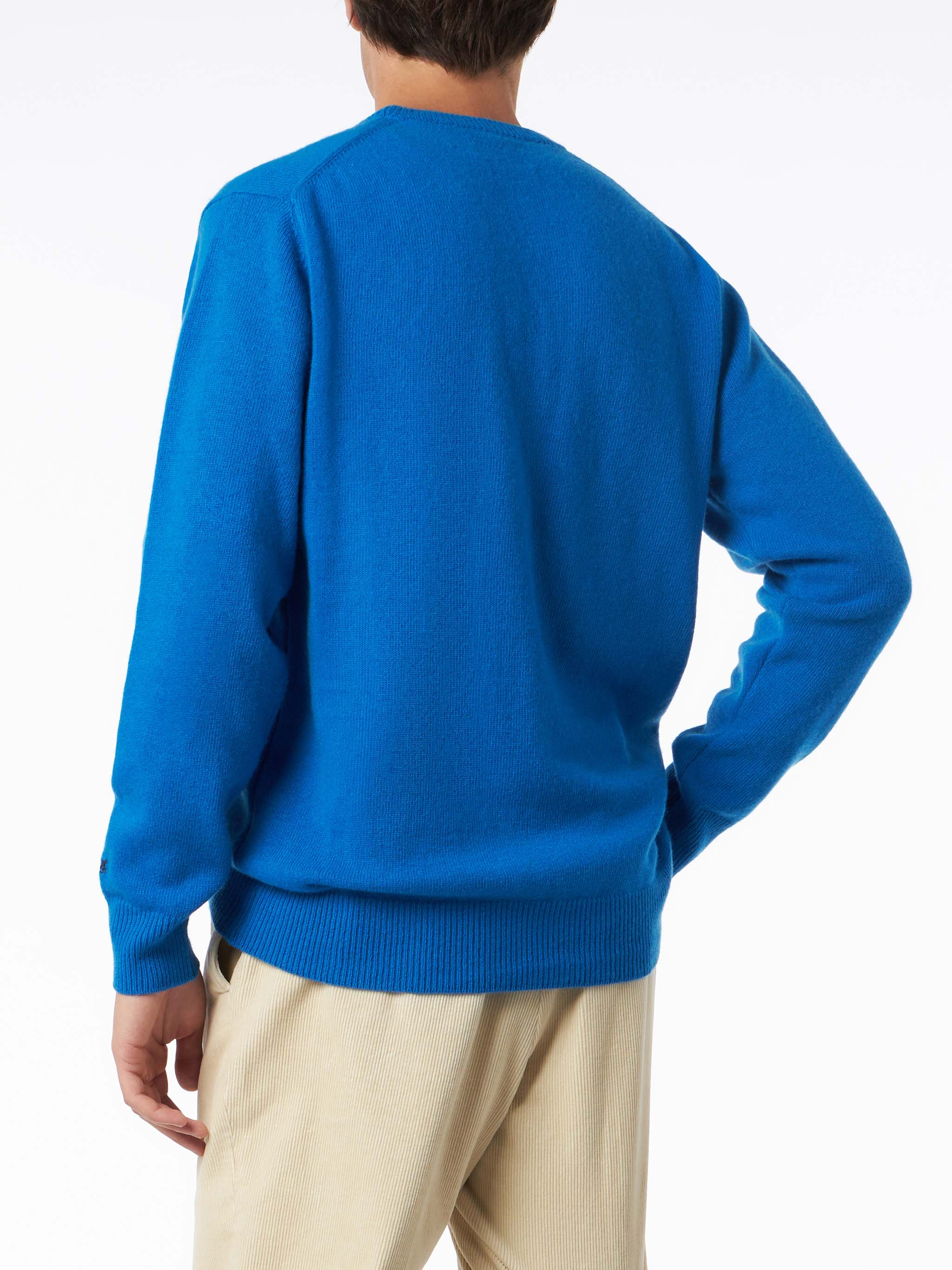 mc2-saint-barth-heron-maglia-uomo-bluette-tinta-unita-ricamo-st-moritz-apr-s-ski image 3