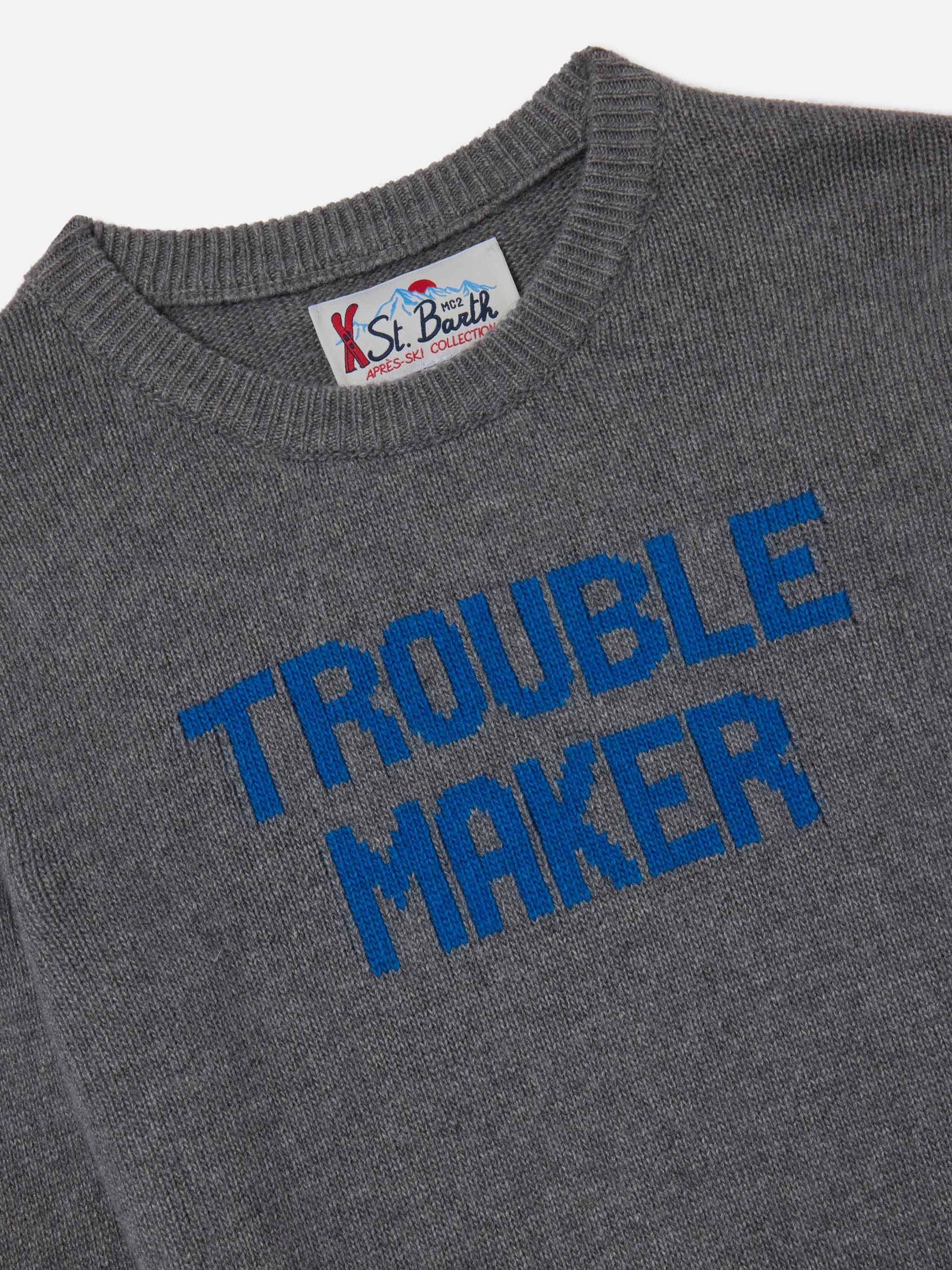 maglia-girocollo-douglas-mc2-saint-barth-grigia-con-intarsio-trouble-maker image 2