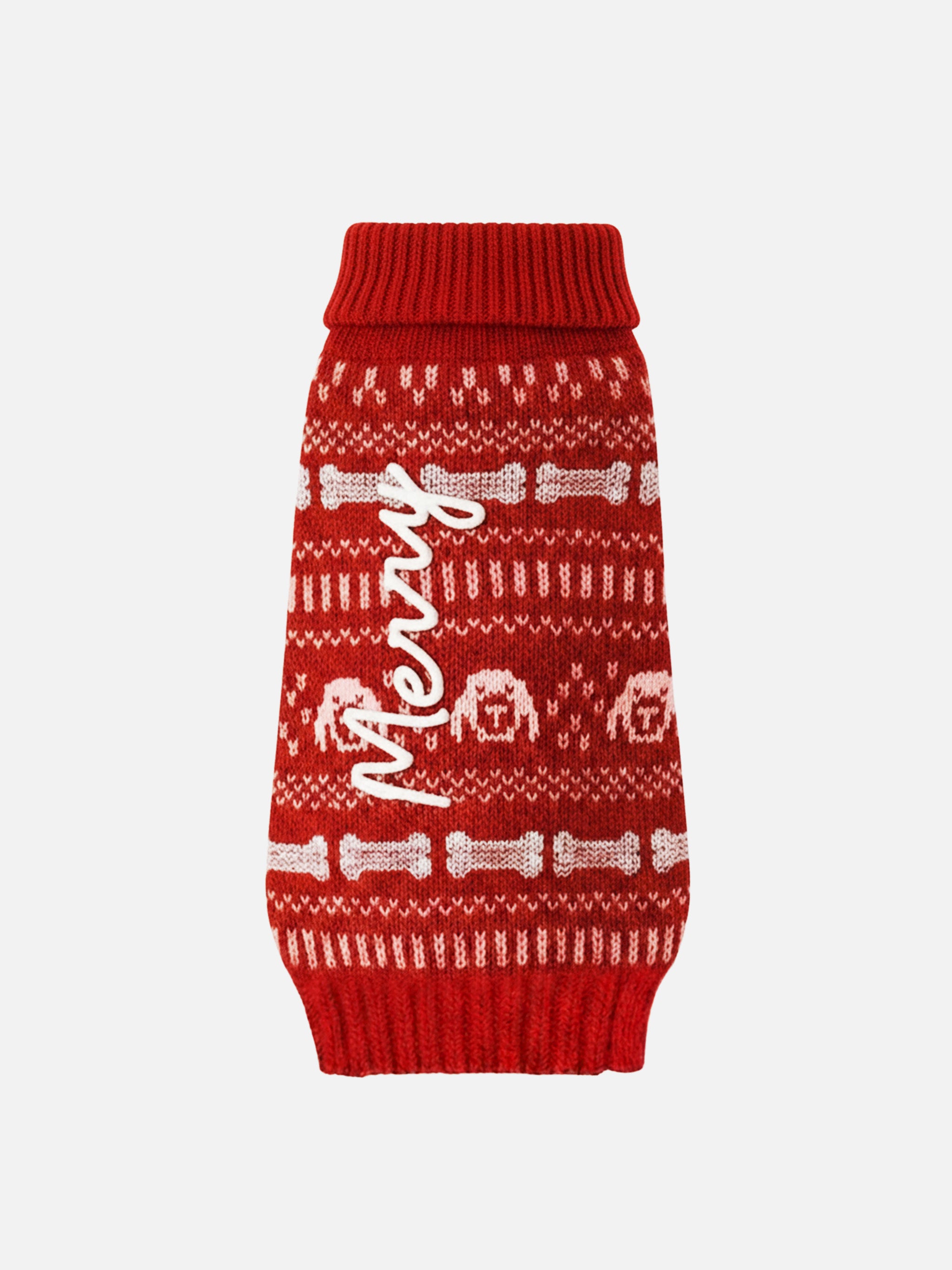 mc2-saint-barth-maglione-per-cani-merry-fair-isle-rosso-dolcevita image 4