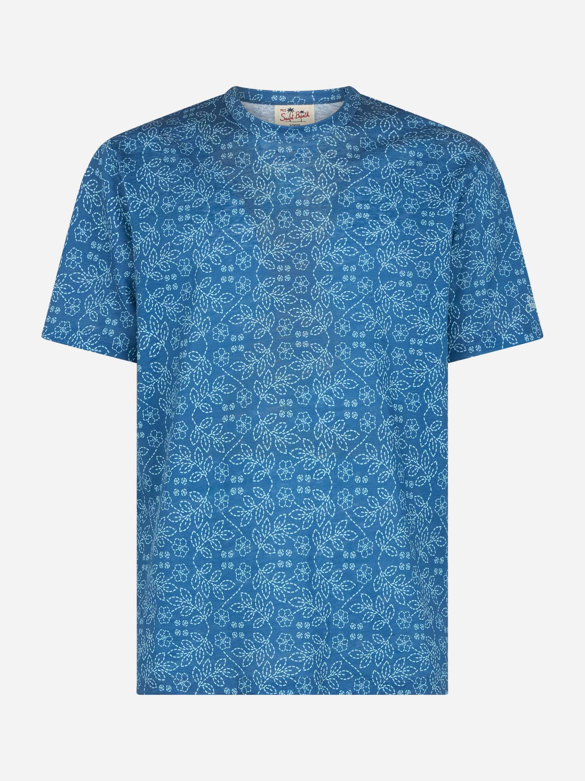 mc2-saint-barth-ecstasea-t-shirt-uomo-in-lino-jersey-blu-sashiko image 1
