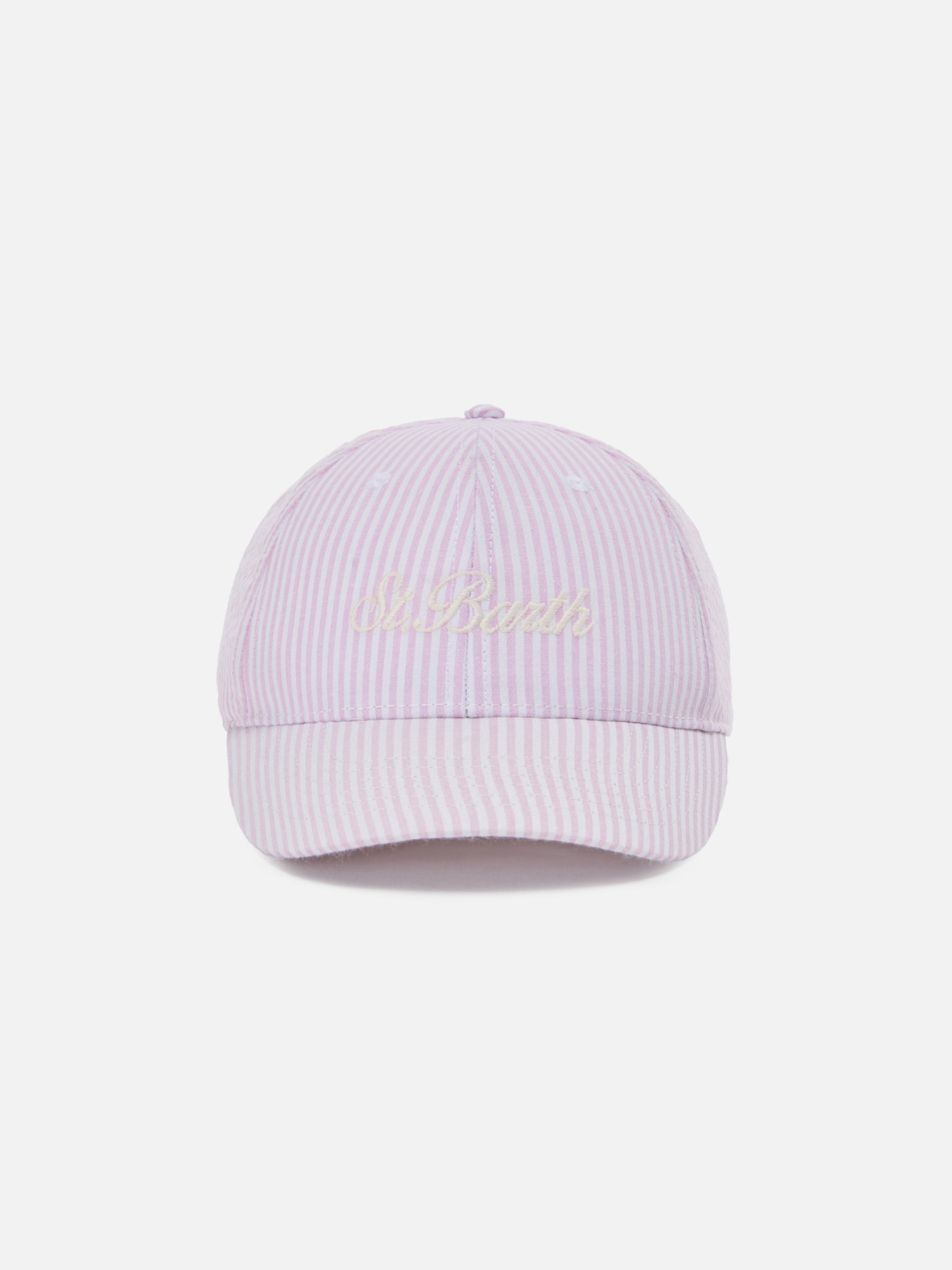 mc2-saint-barth-patmos-cappellino-baseball-con-visiera-in-cotone-seersucker-a-ri image 1