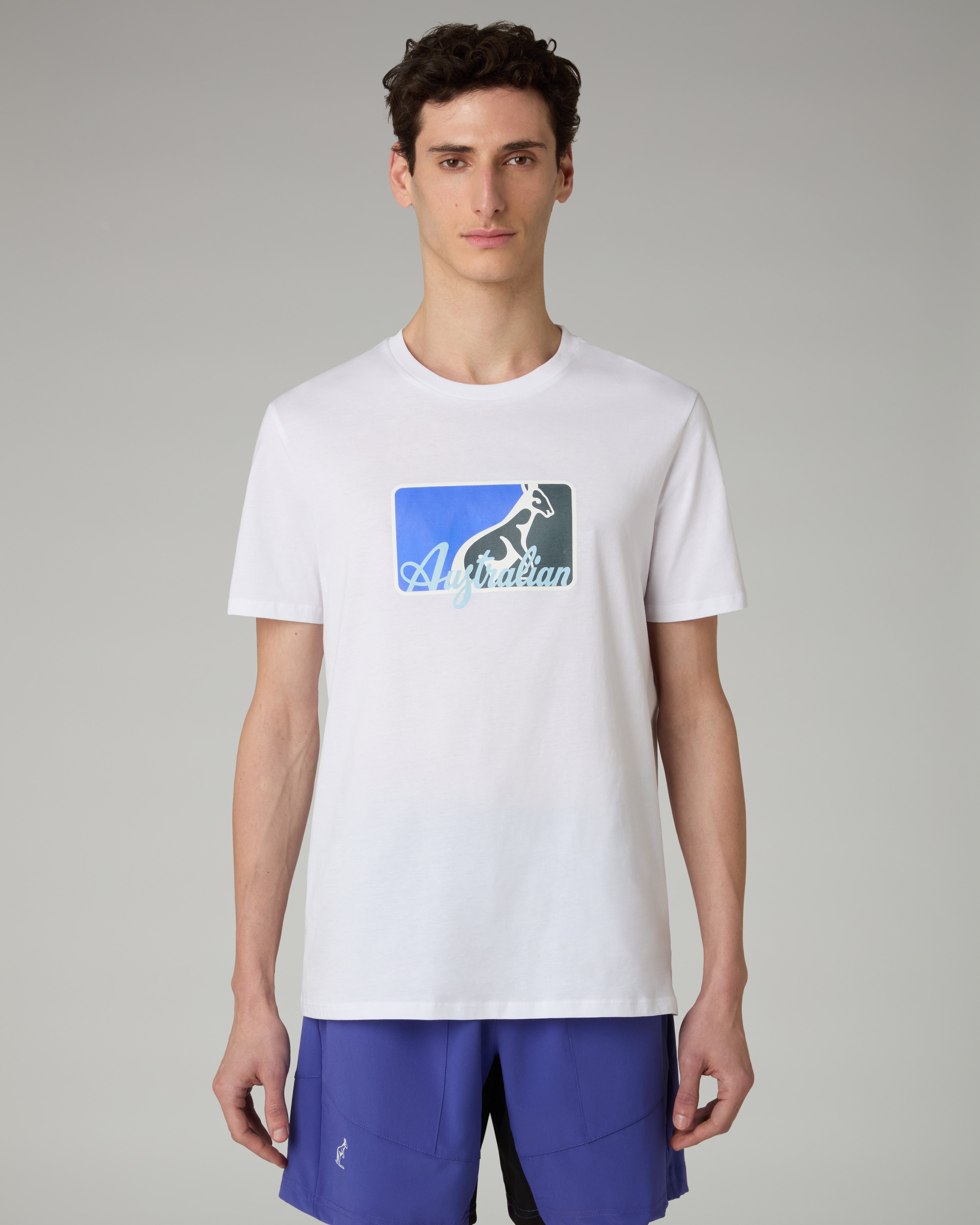 australian-league-cotton-t-shirt-maglietta-tennis-bianca-stampa-petto image 1