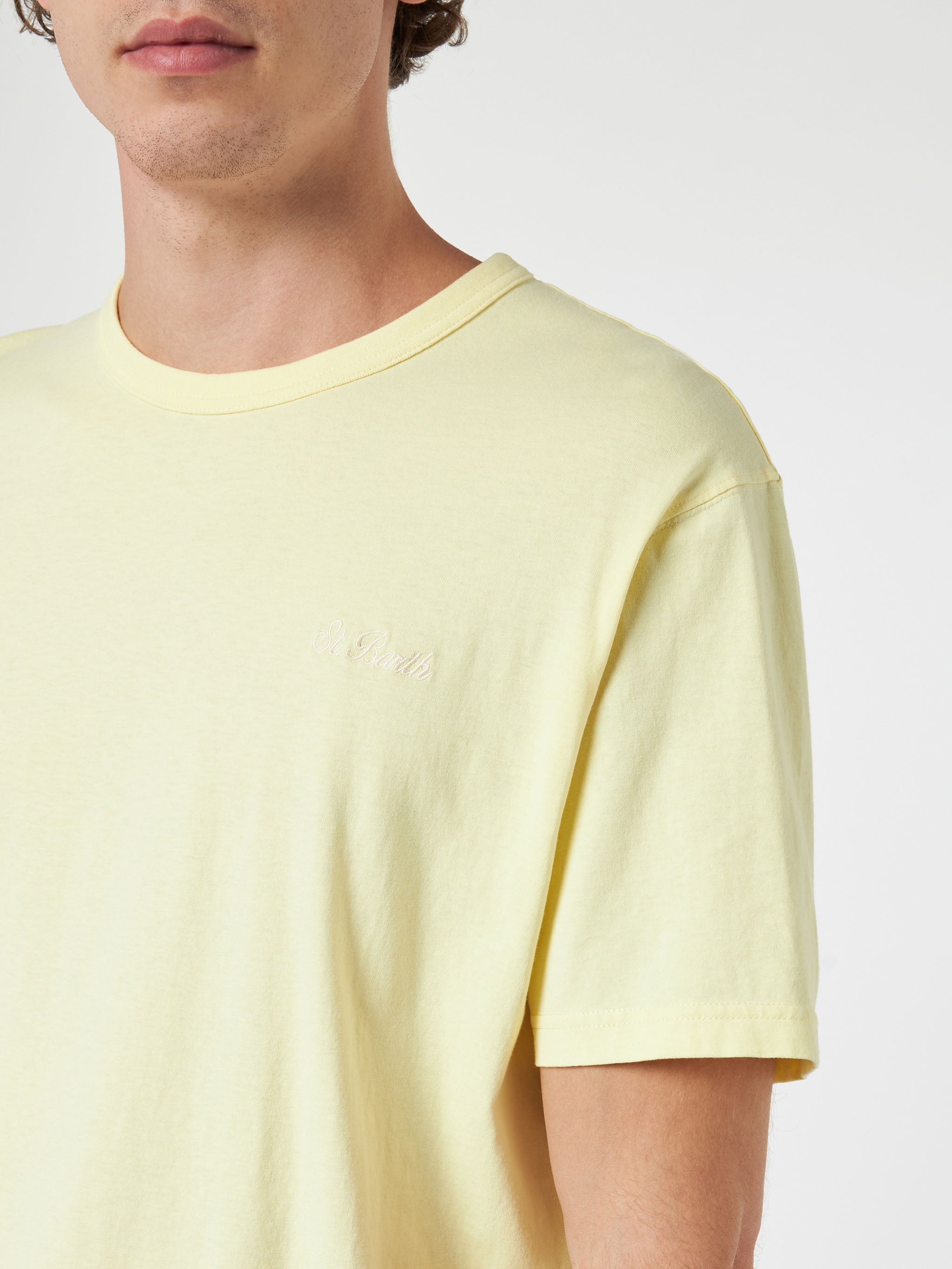 mc2-saint-barth-dover-t-shirt-uomo-in-cotone-giallo-chiaro-tinta-unita image 2