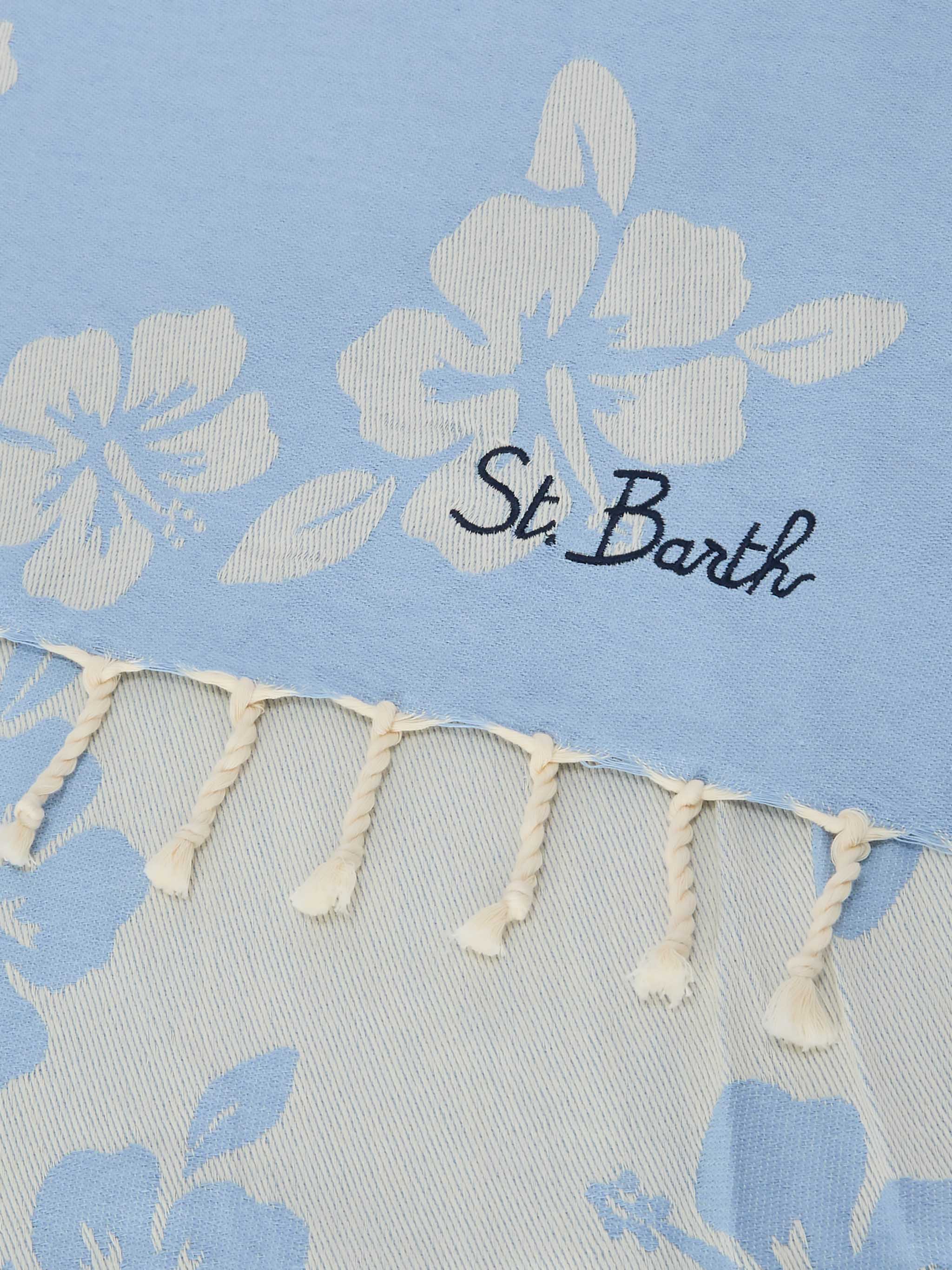mc2-saint-barth-telo-mare-foutas-jacquard-azzurro-hibiscus-con-frange image 3