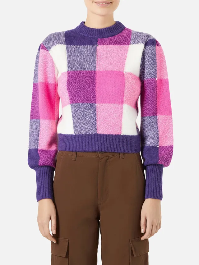 maglione-bloom-soft-mc2-saint-barth-con-fantasia-check-e-strass image 1