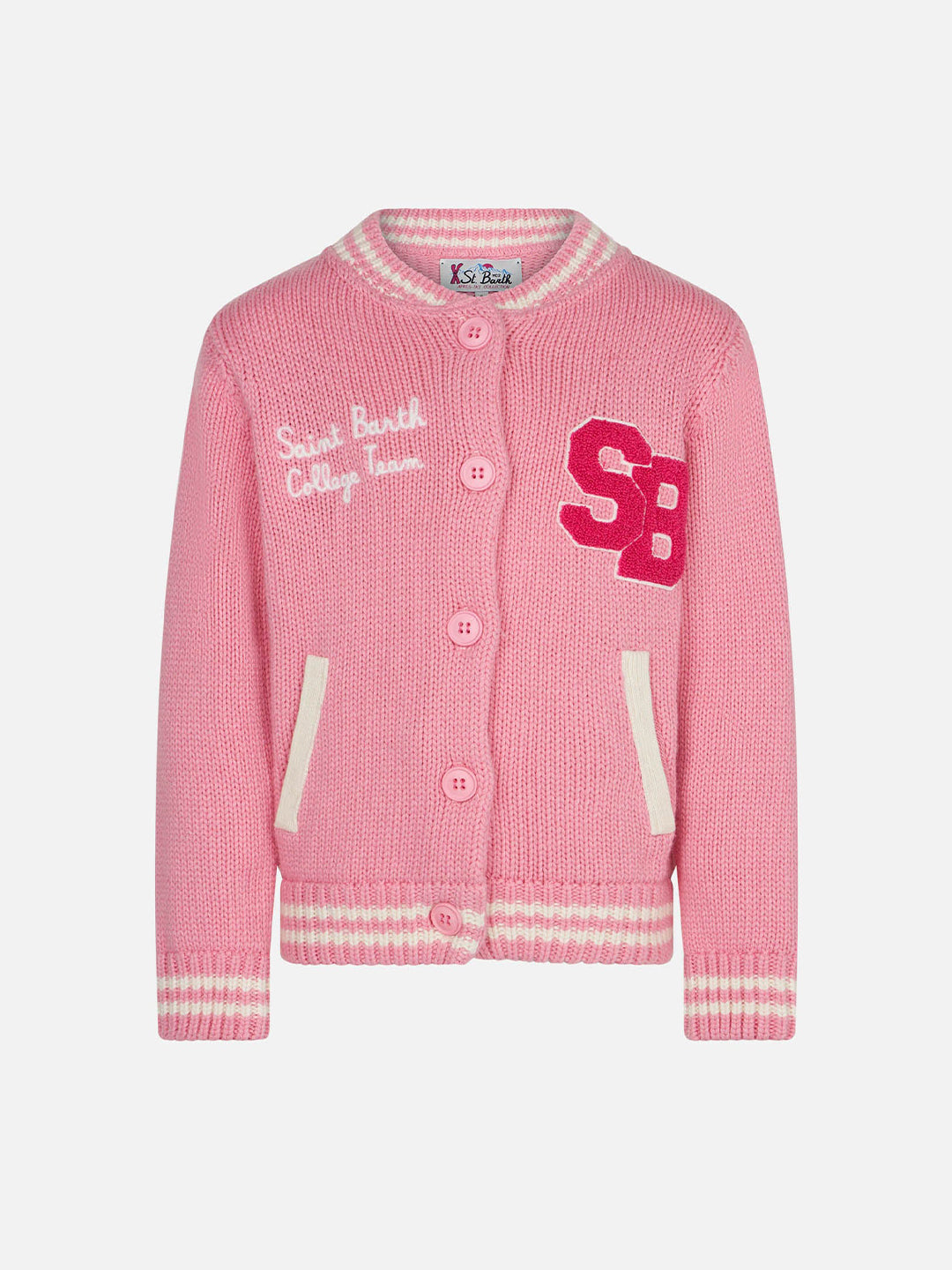 mc2-saint-barth-cardigan-college-bambina-rosa-con-ricamo image 1