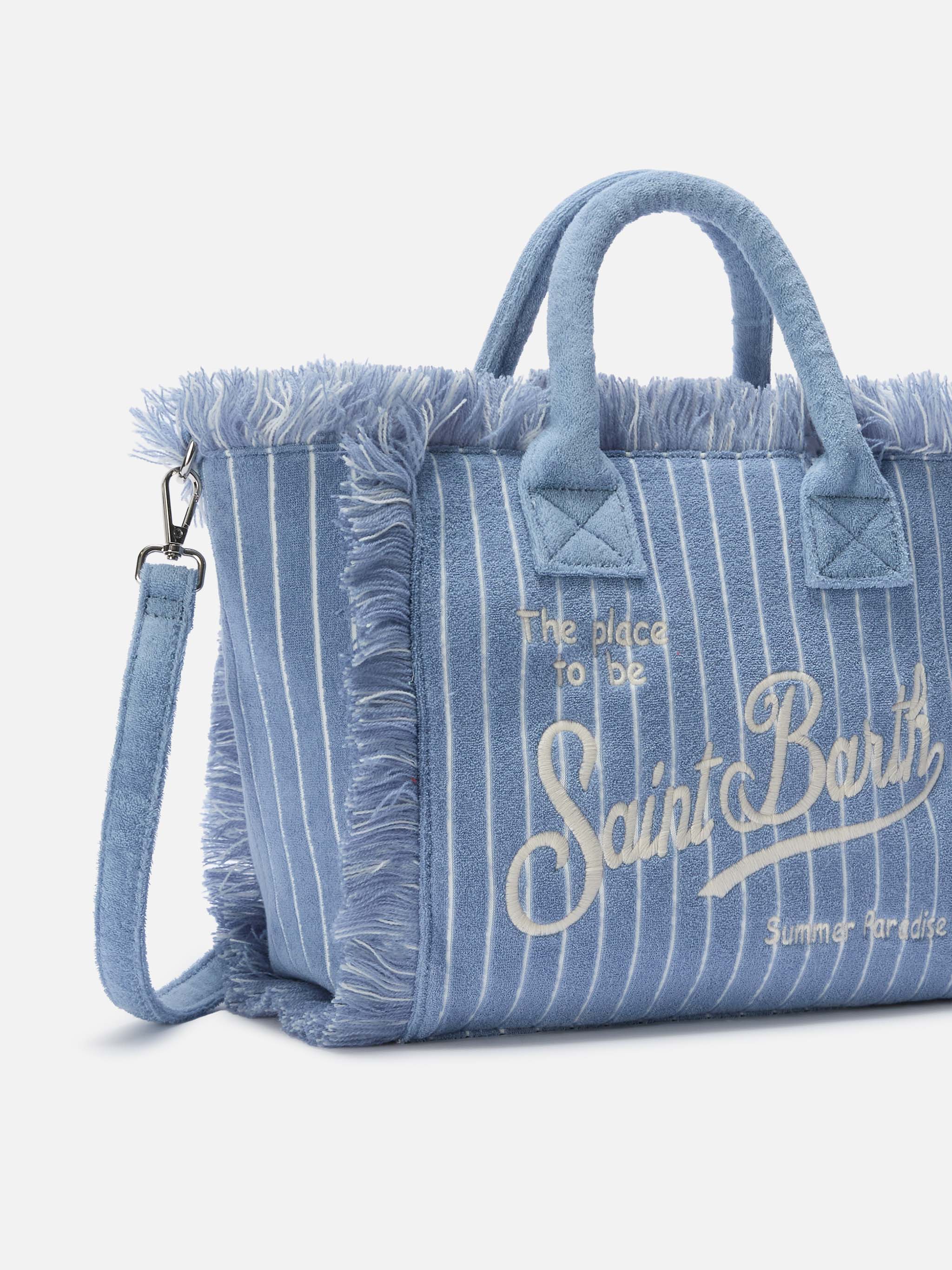 mc2-saint-barth-colette-borsa-in-tessuto-effetto-spugna-a-righe-rosa image 2