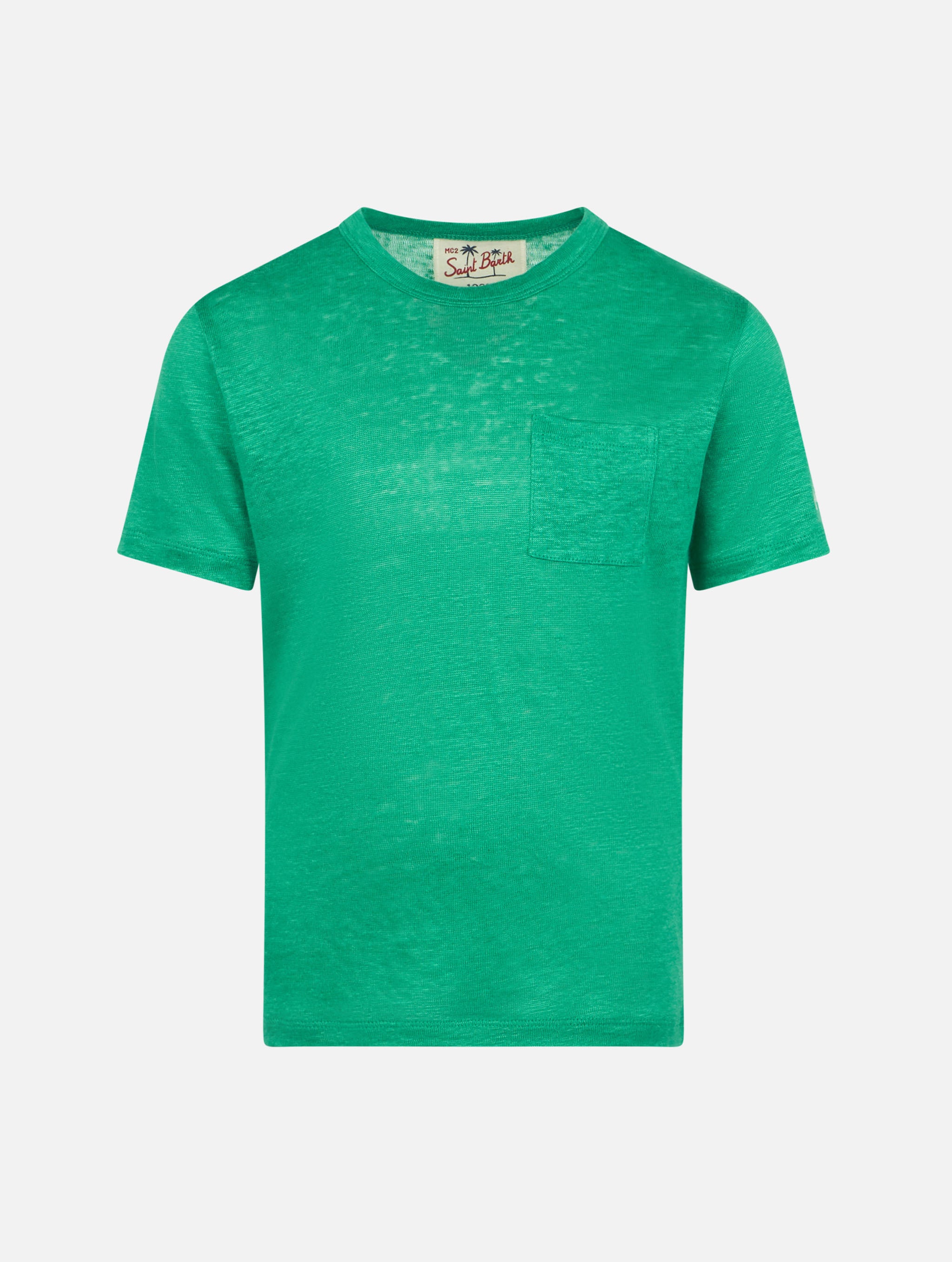 mc2-saint-barth-alex-t-shirt-bambino-in-jersey-di-lino-verde image 1