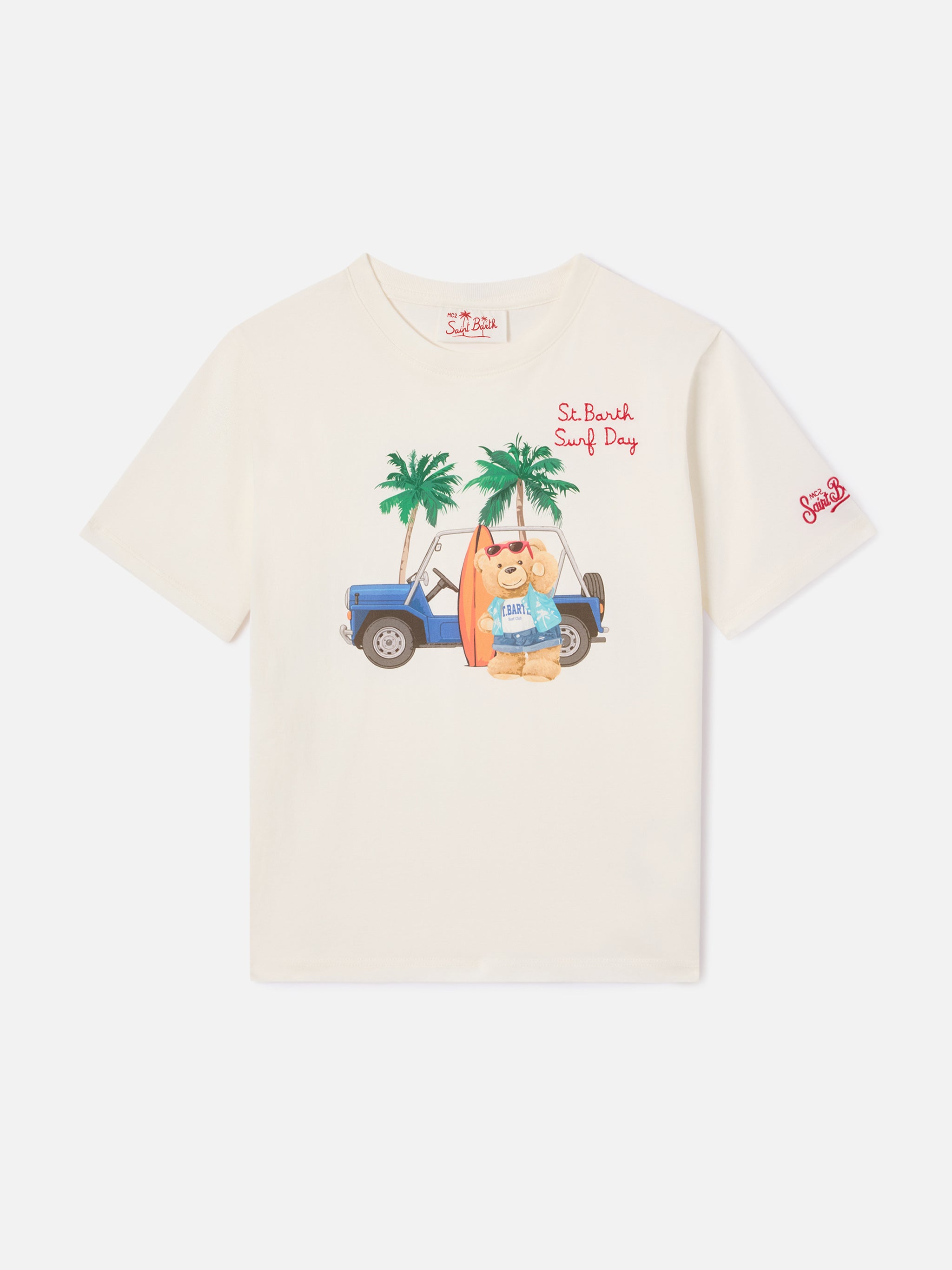mc2-saint-barth-t-shirt-denver-jr-bambino-in-cotone-bianco-panna-con-ricamo-surf image 1