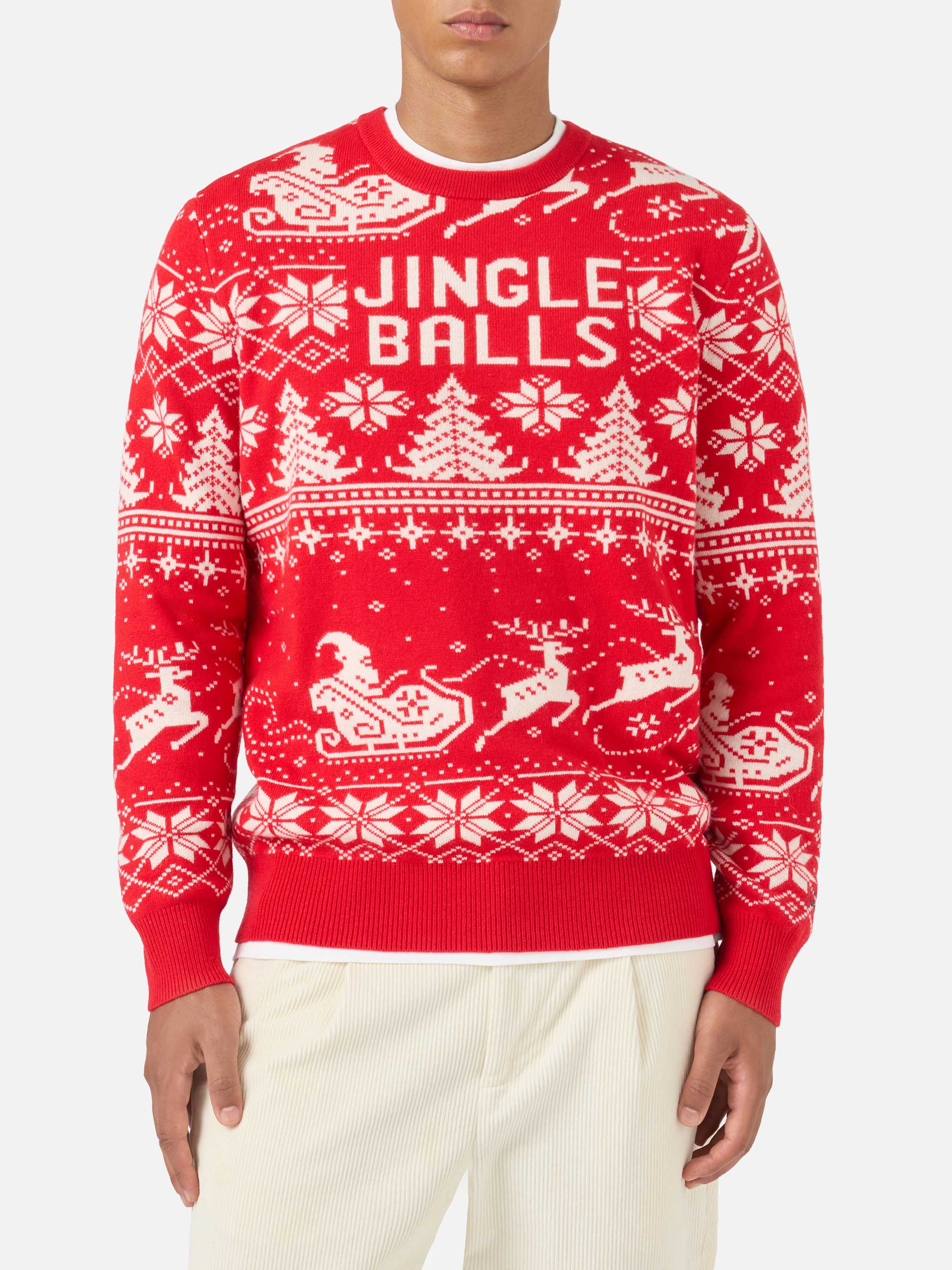 mc2-saint-barth-heron-maglione-uomo-rosso-fair-isle-jacquard-jingle-balls image 1