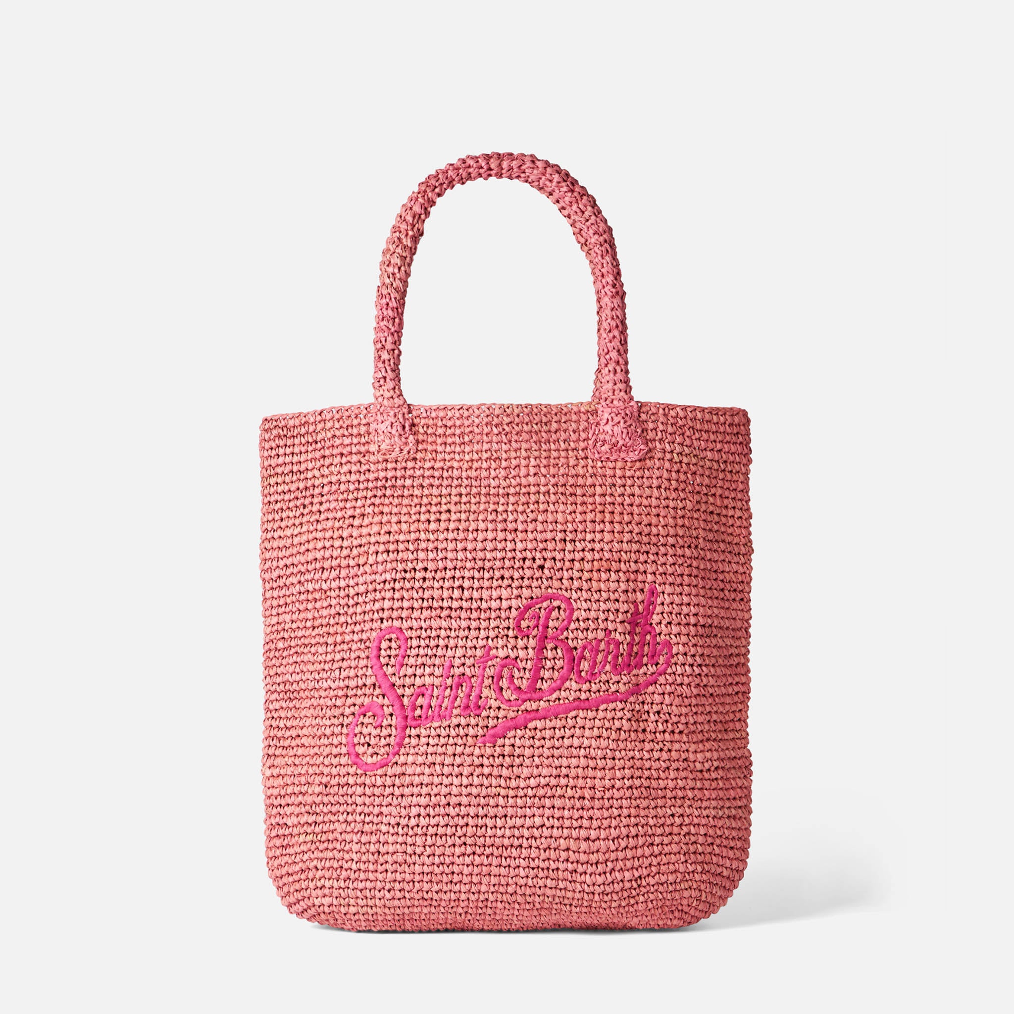 mc2-saint-barth-borsa-a-secchiello-in-rafia-rosa-con-logo-ricamato image 3