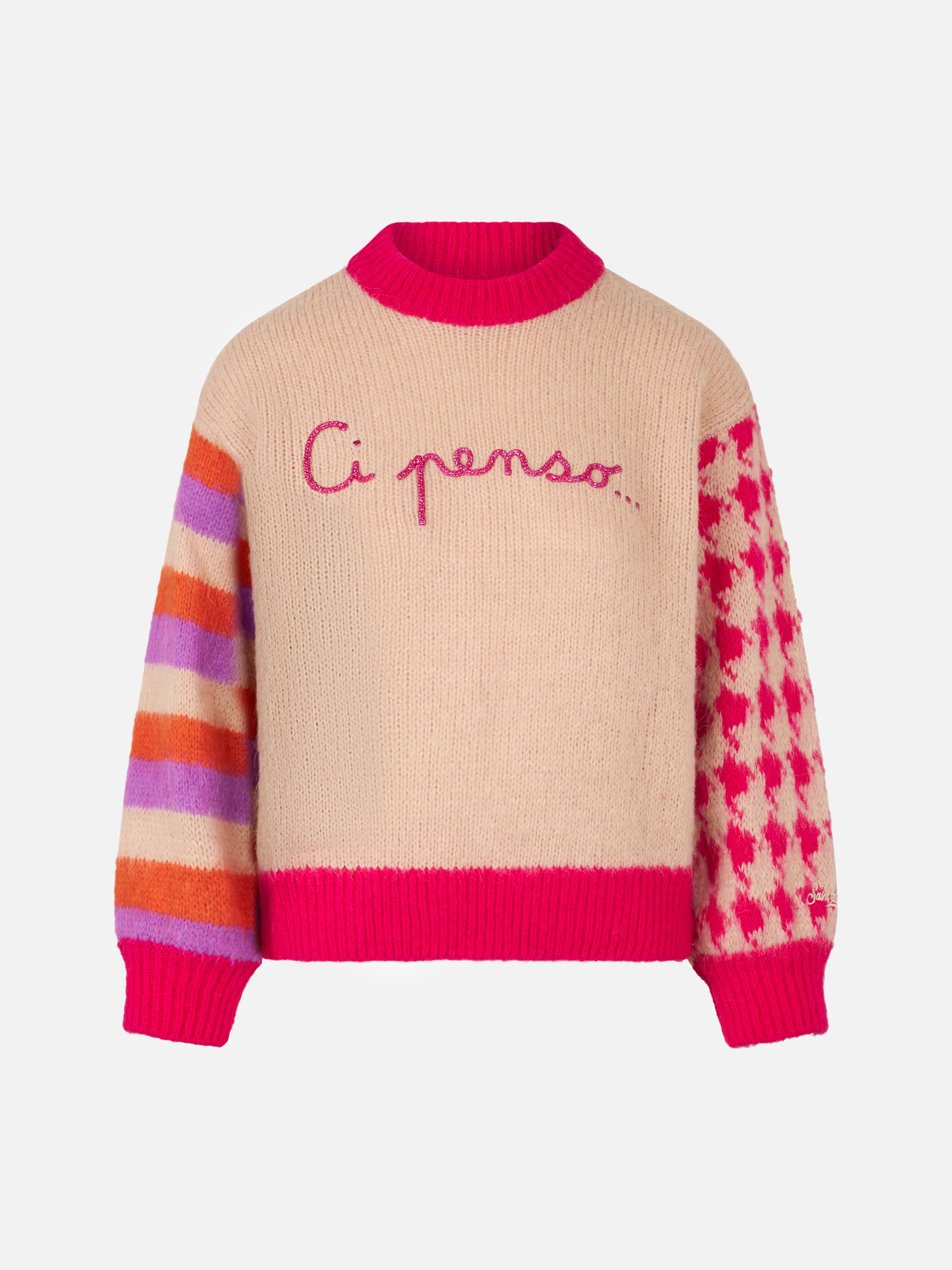 mc2-saint-barth-danya-soft-maglia-boxy-girocollo-beige-ricamo-ci-penso image 3