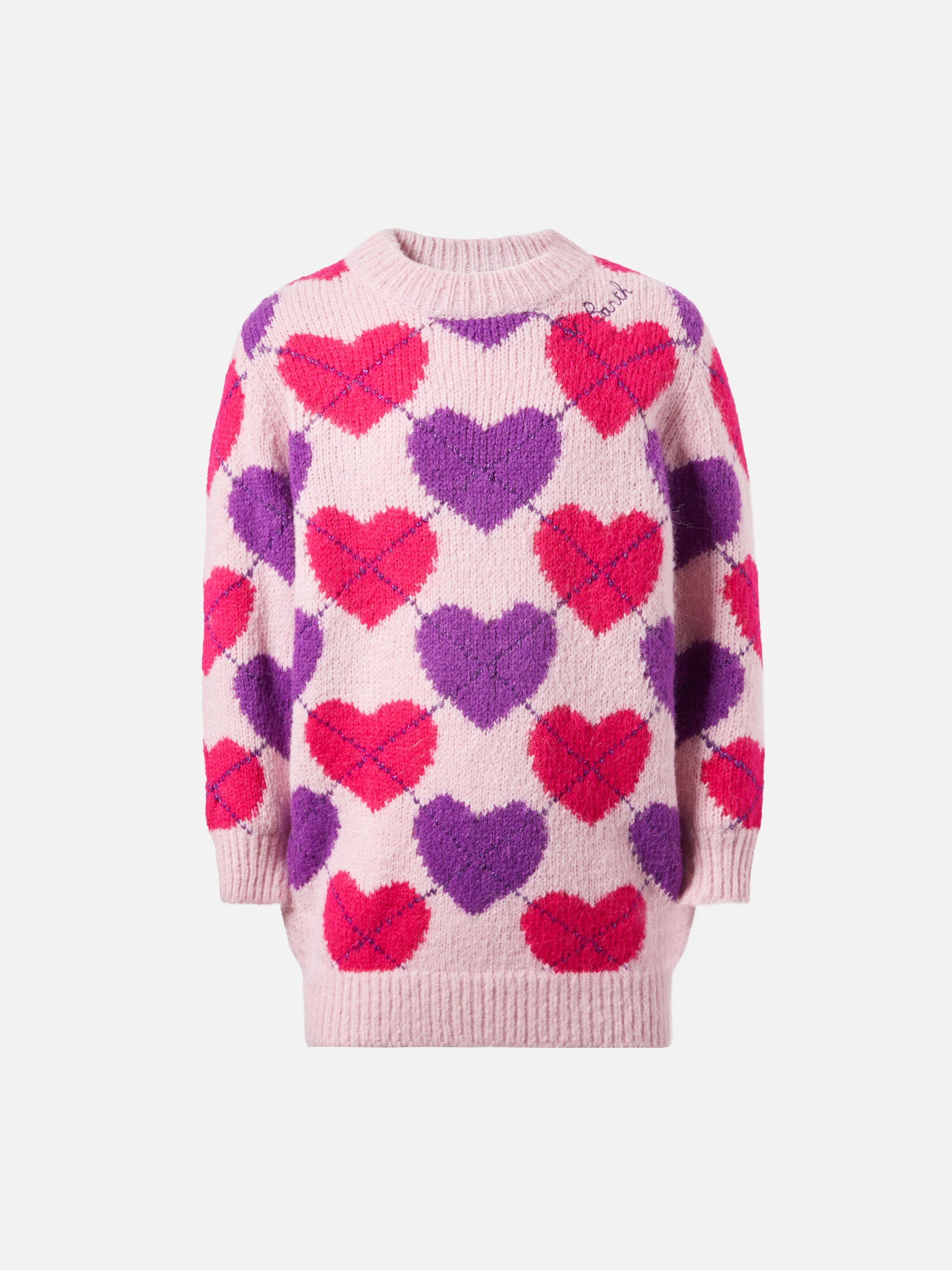 mc2-saint-barth-cutie-soft-abito-bambina-maglia-jacquard-argyle-rosa image 1