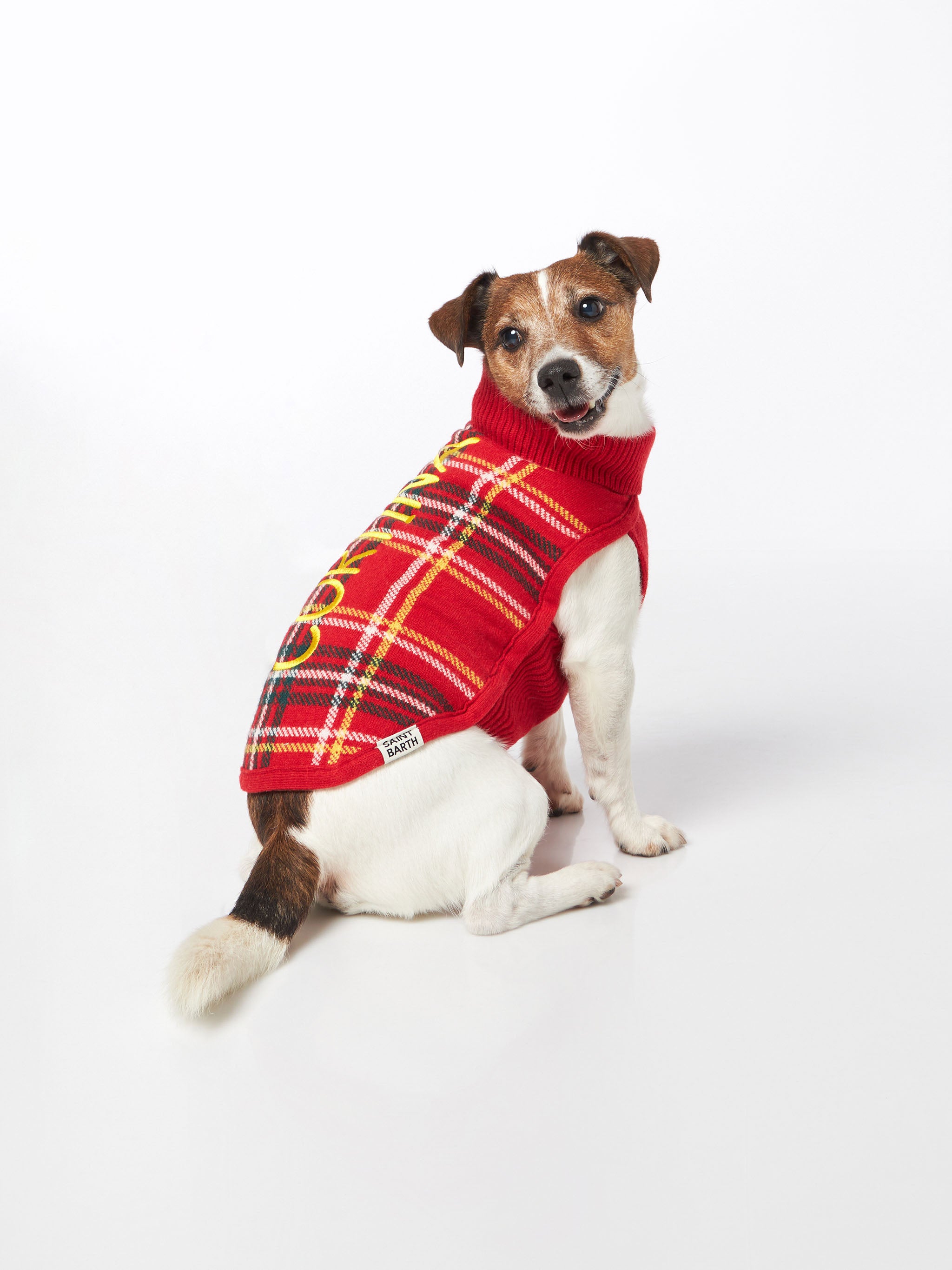 mc2-saint-barth-maglioncino-cane-dolcevita-tartan-rosso image 3