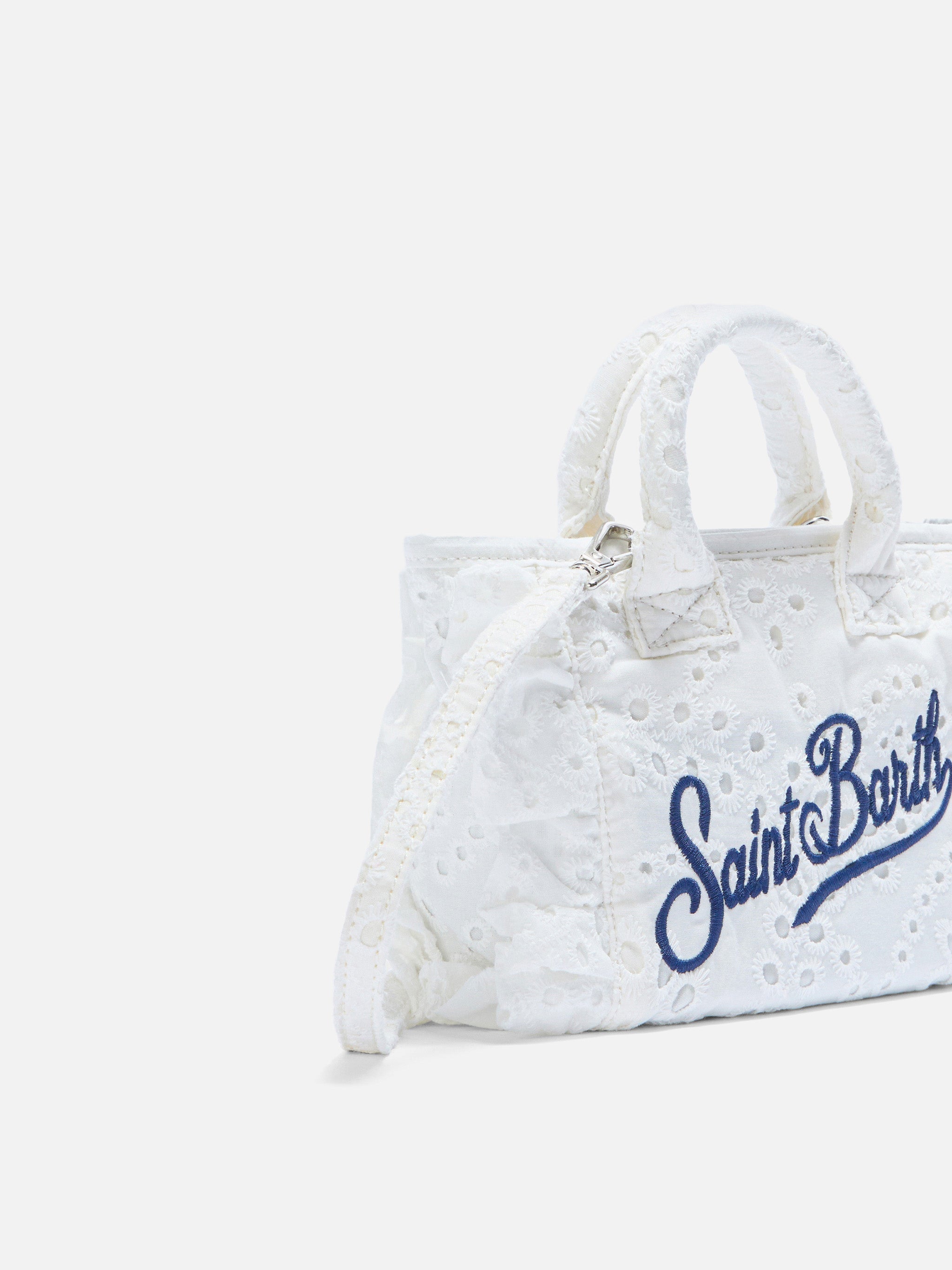 mc2-saint-barth-borsa-vanity-mini-volant-in-cotone-sangallo-bianco-con-rouches-e image 3