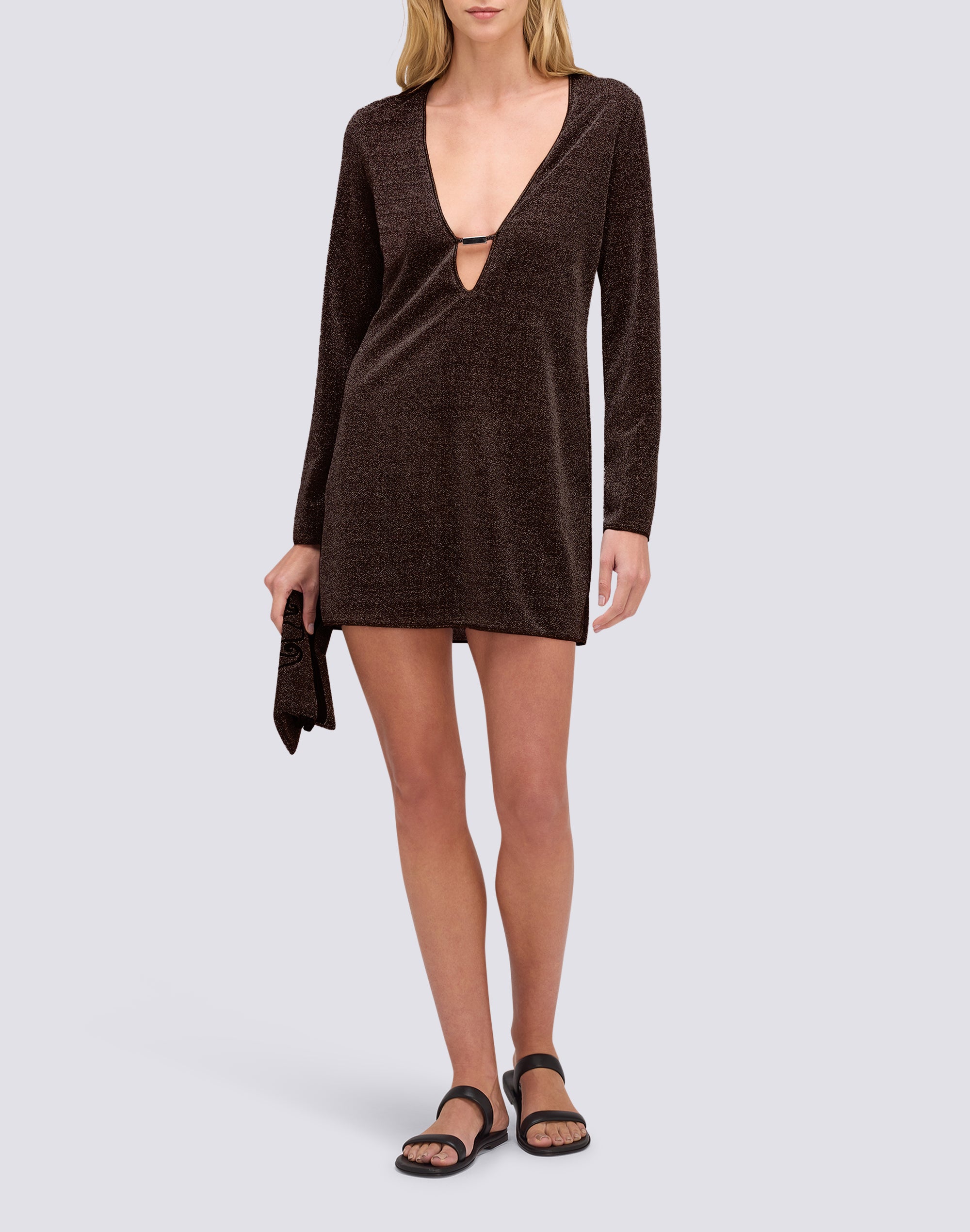 sundek-abito-corto-donna-in-lurex-con-scollo-profondo-w259drl6100 image 4