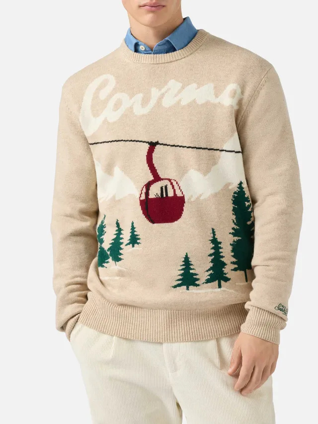 mc2-saint-barth-heron-maglione-girocollo-uomo-beige-jacquard-cartolina-courma image 1