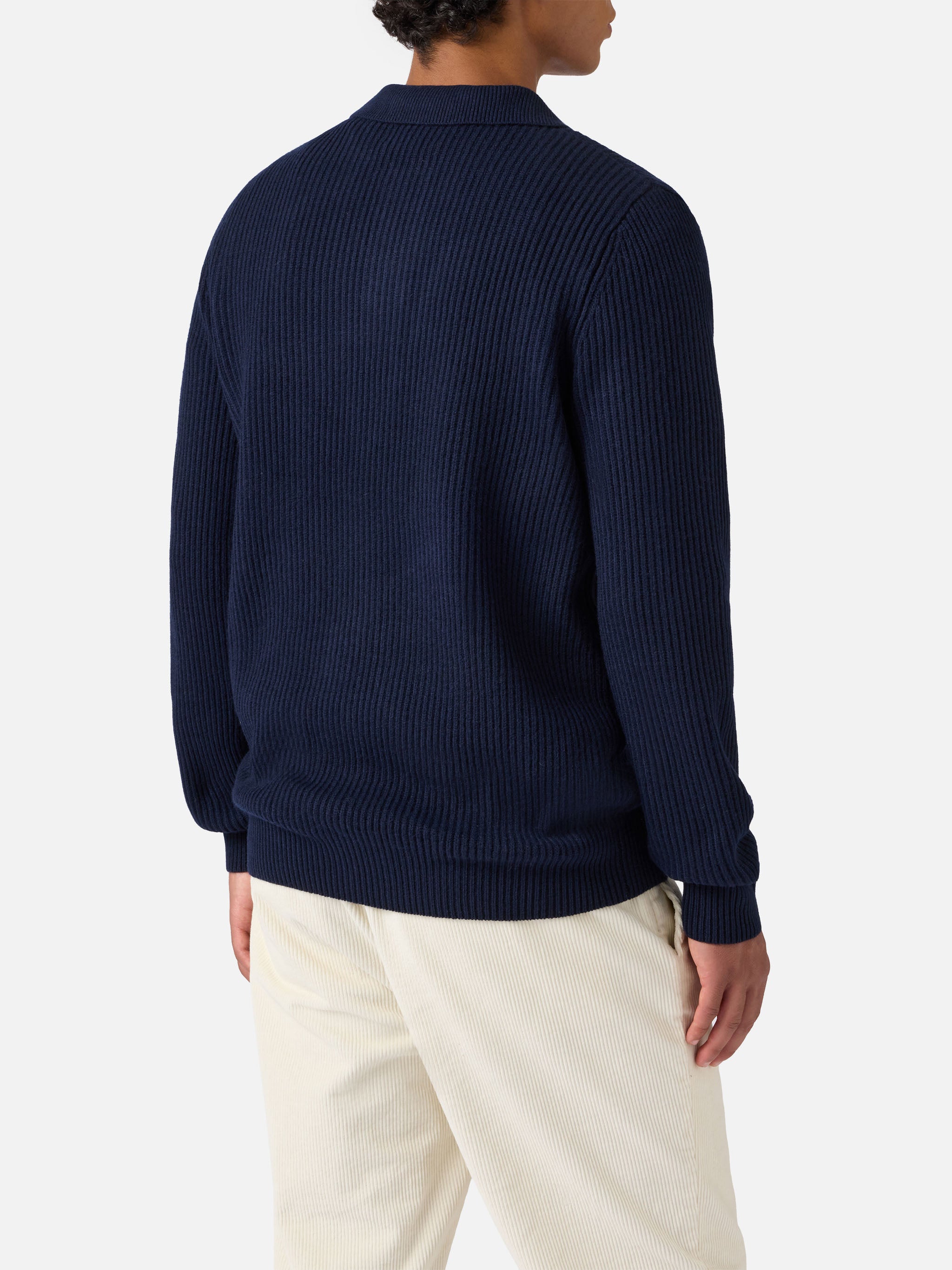 polo-in-maglia-mc2-saint-barth-downing-in-pura-lana-blu-notte image 3
