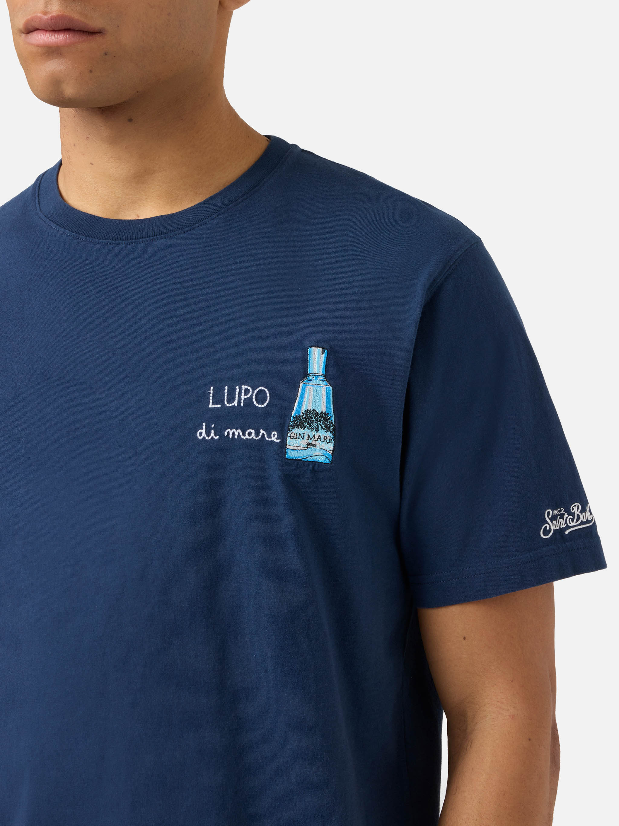 mc2-saint-barth-portofino-t-shirt-uomo-blu-cotone-ricamo-lupo-di-mare-special-ed image 2