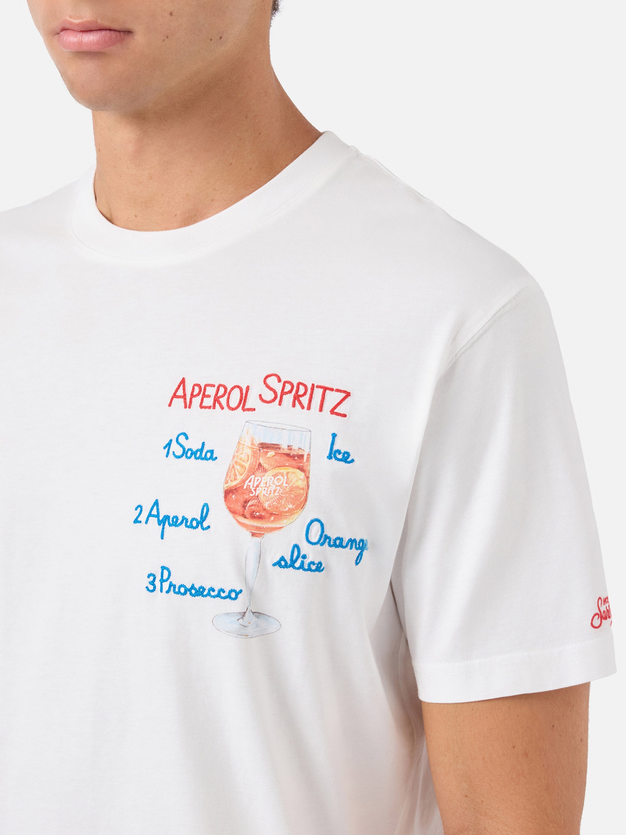 mc2-saint-barth-t-shirt-uomo-cotone-bianca-special-edition-aperol-spritz image 2