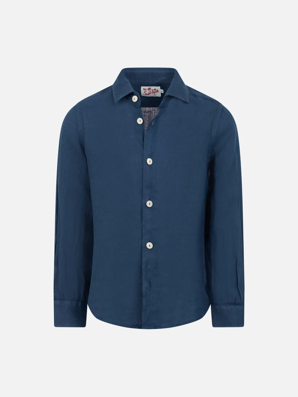 mc2-saint-barth-agnes-camicia-bambino-lino-blu-navy image 1
