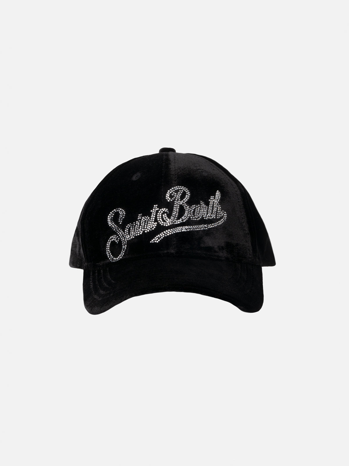 cappellino-da-baseball-mc2-saint-barth-basb0007-in-velluto-nero-con-logo-in-stra image 1