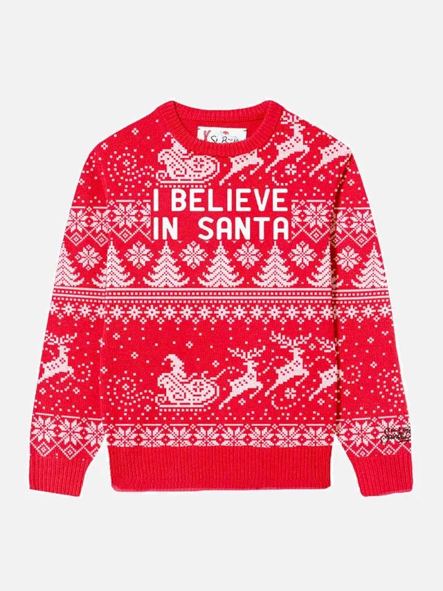 mc2-saint-barth-maglione-girocollo-bambino-i-believe-in-santa-rosso image 1