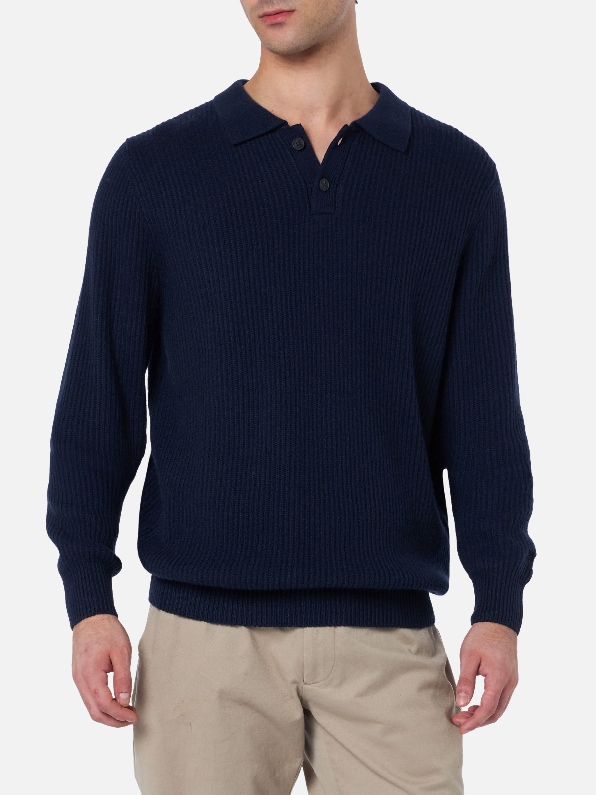 mc2-saint-barth-maglione-uomo-downing-blu-navy-a-coste-in-misto-cashmere image 1
