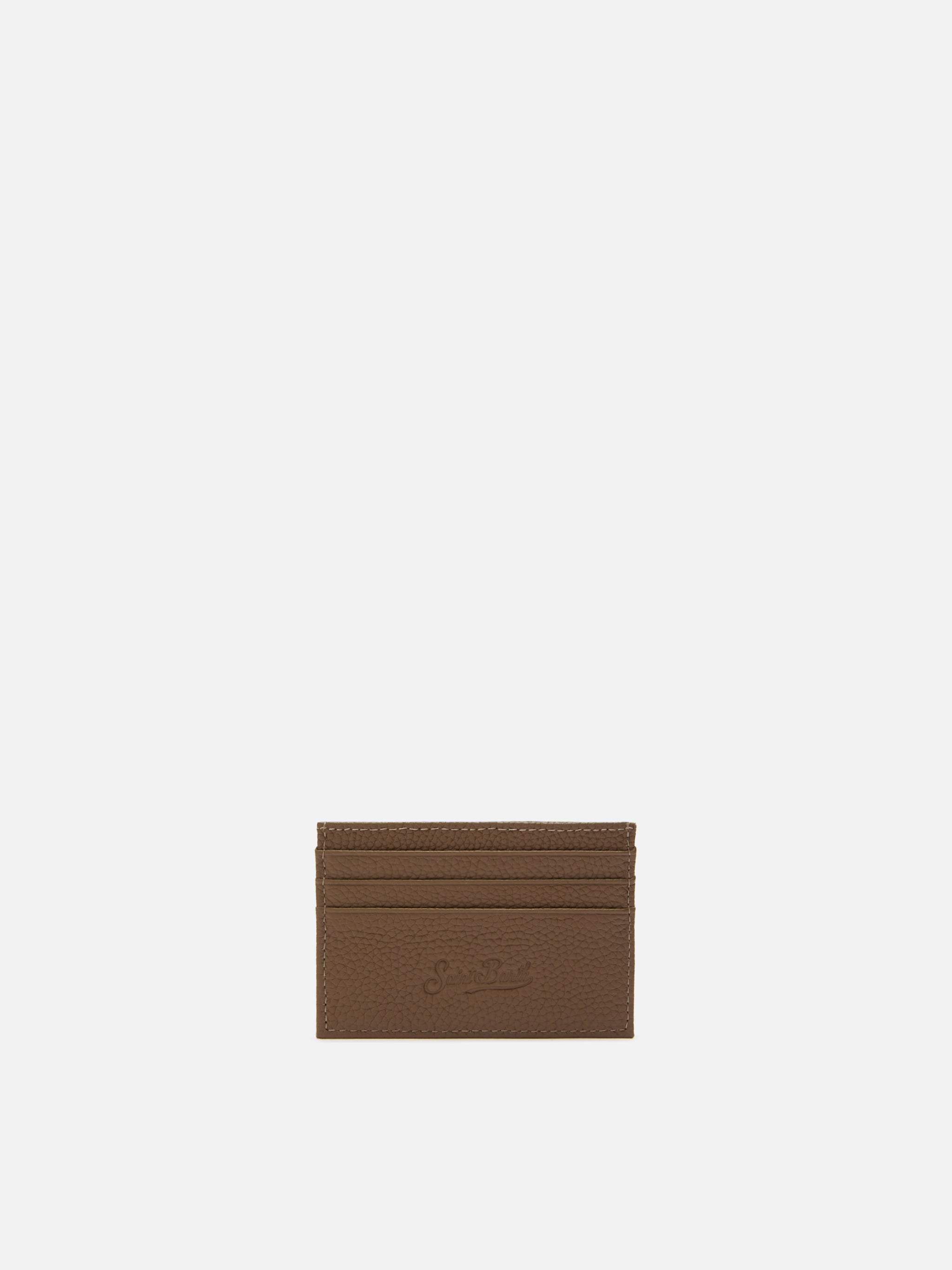 mc2-saint-barth-portacarte-card-holder-in-pelle-martellata-marrone image 1