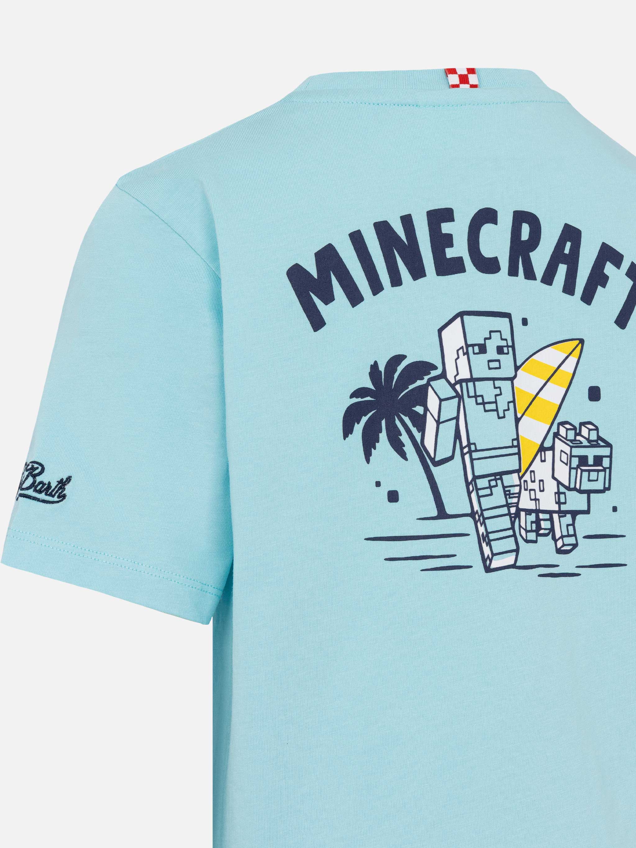 t-shirt-mc2-saint-barth-bambino-in-cotone-verde-acqua-stampa-minecraft-in-st-bar image 3