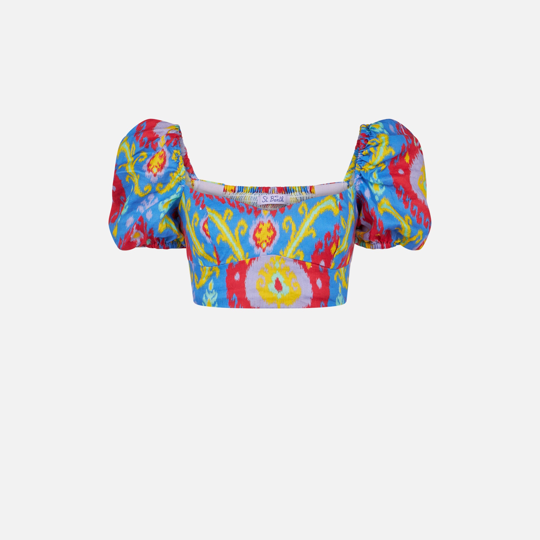 mc2-saint-barth-crop-top-in-lino-stampa-ikat-multicolore-donna image 1