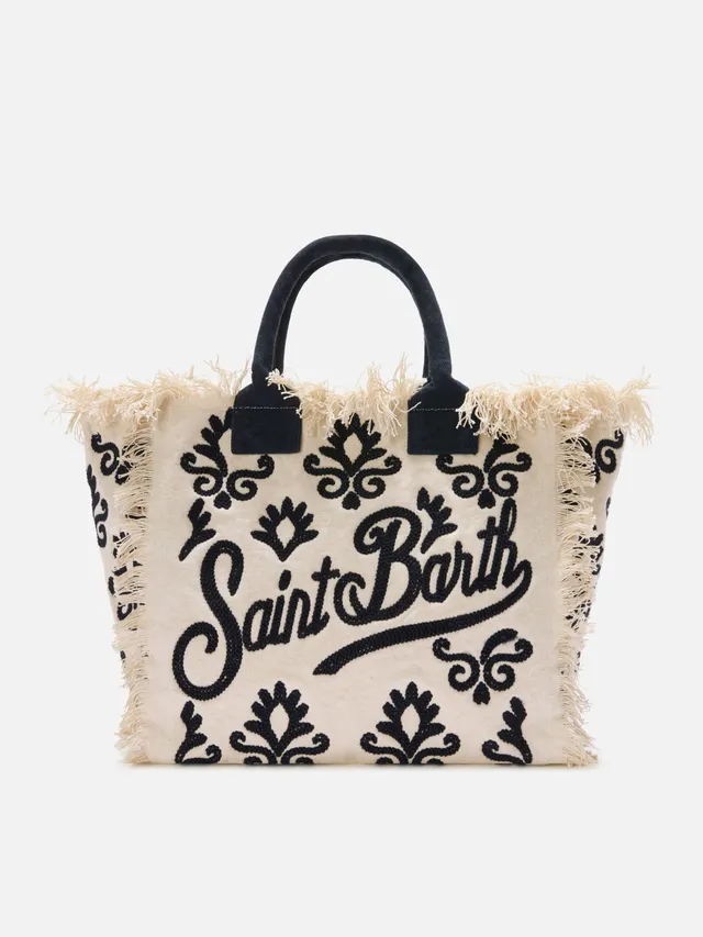 mc2-saint-barth-borsa-vanity-regular-in-canvas-con-ricamo-lily-tufting-blu image 1
