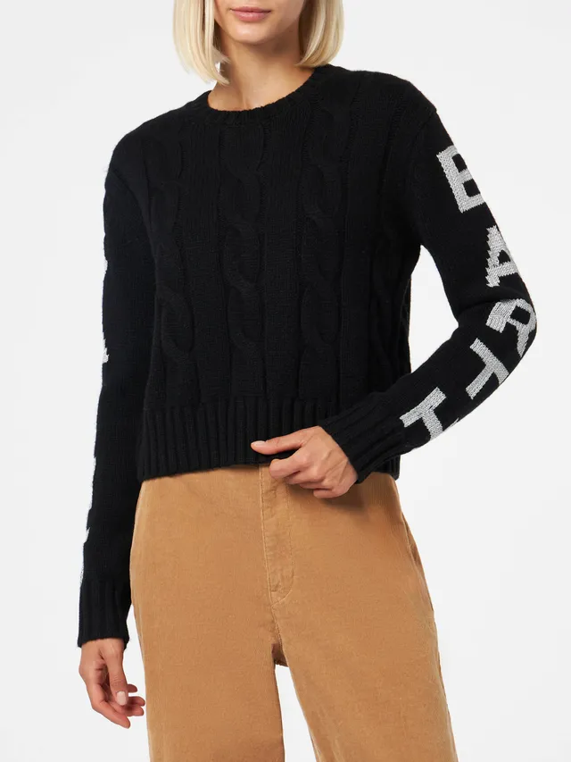 mc2-saint-barth-malmo-maglia-girocollo-donna-nera-in-filato-misto-con-logo-lurex image 1