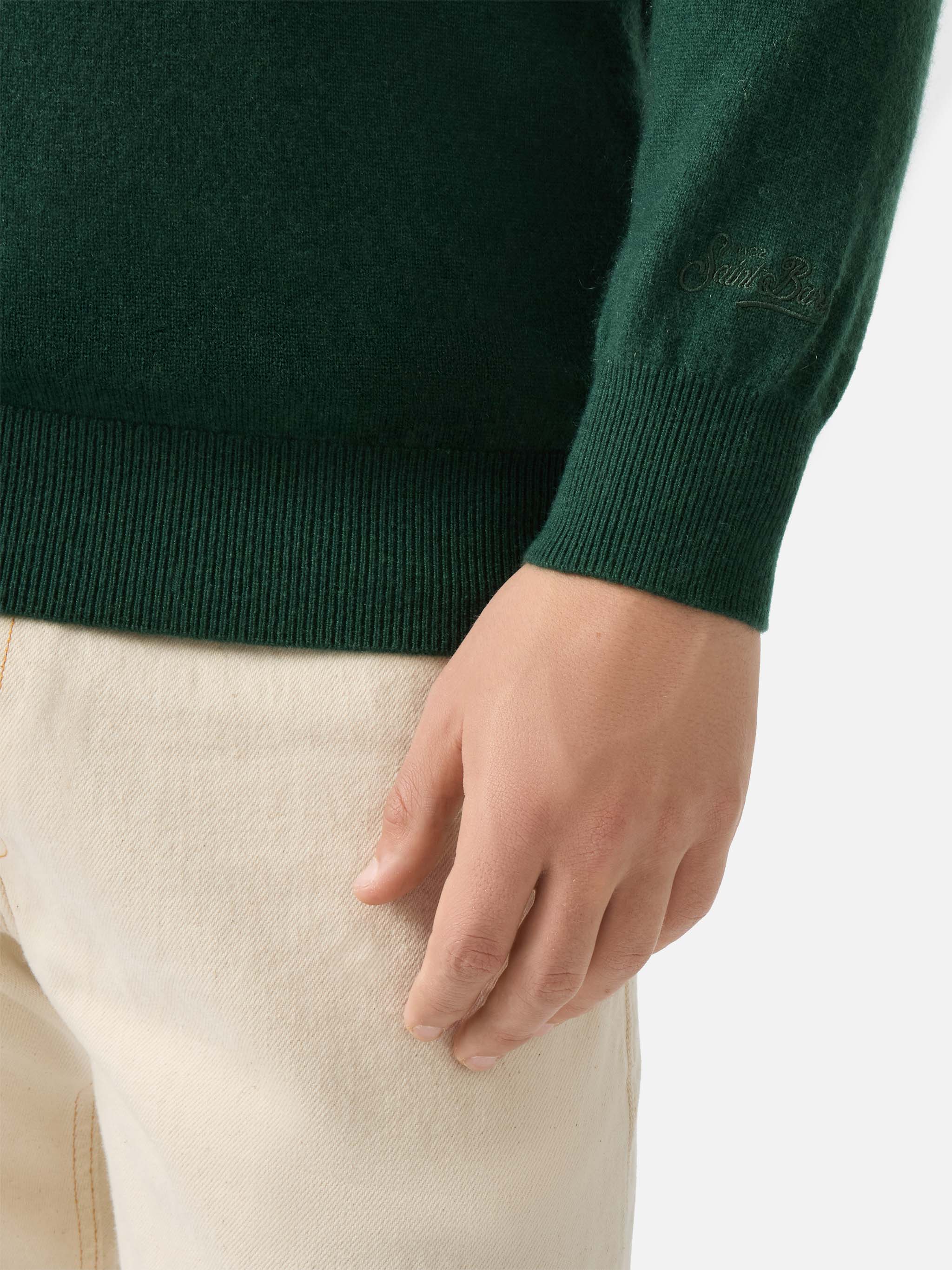 mc2-saint-barth-regent-maglione-uomo-100-cashmere-verde-scuro image 4